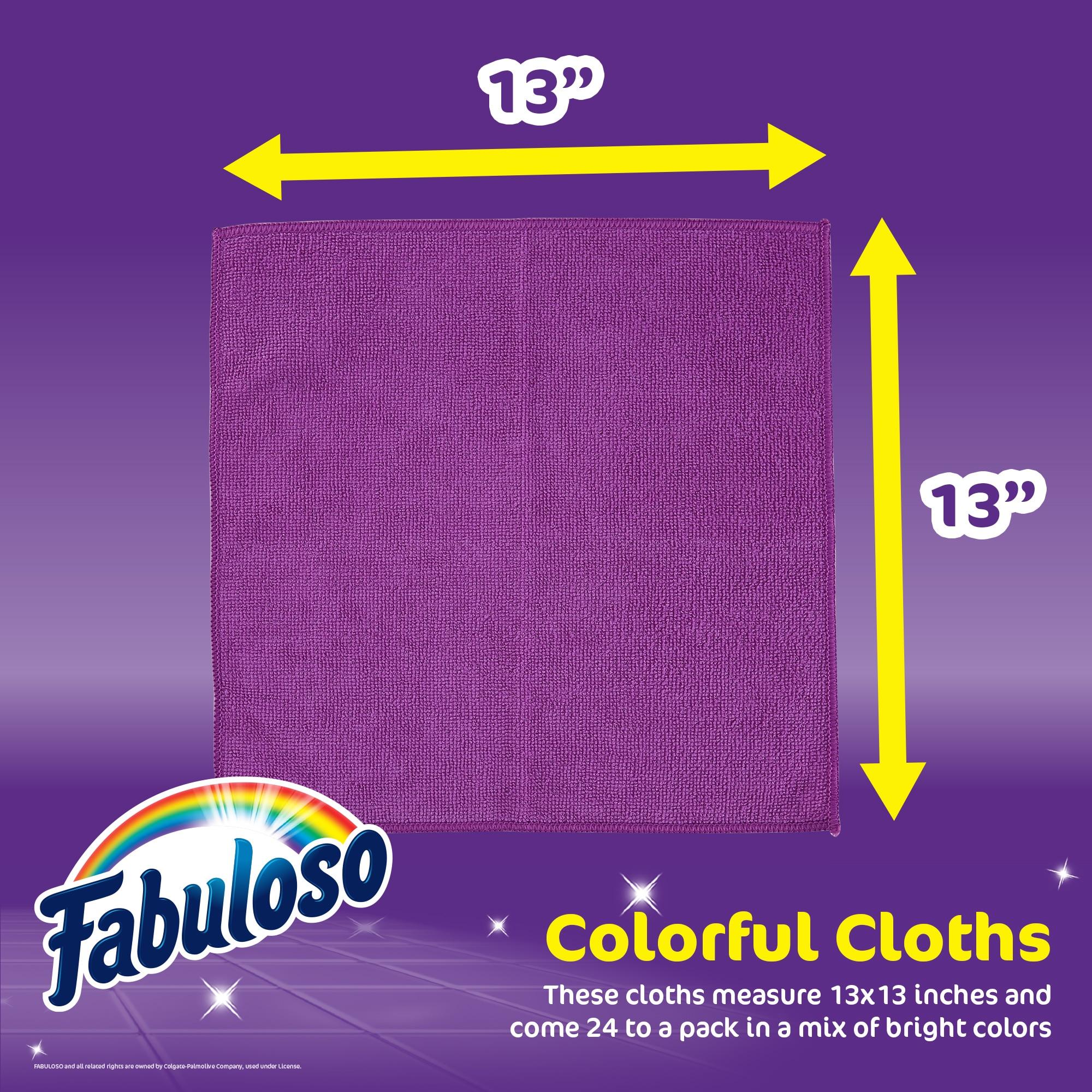 Fabuloso Microfiber Cleaning Cloths, 24 ct, Rainbow Colors | Lint-Free, Scratch-Free Cleaning Cloths for Surfaces and Wood Furniture | Microfiber Dustless Cloth for Bold and Bright Cleaning Experience