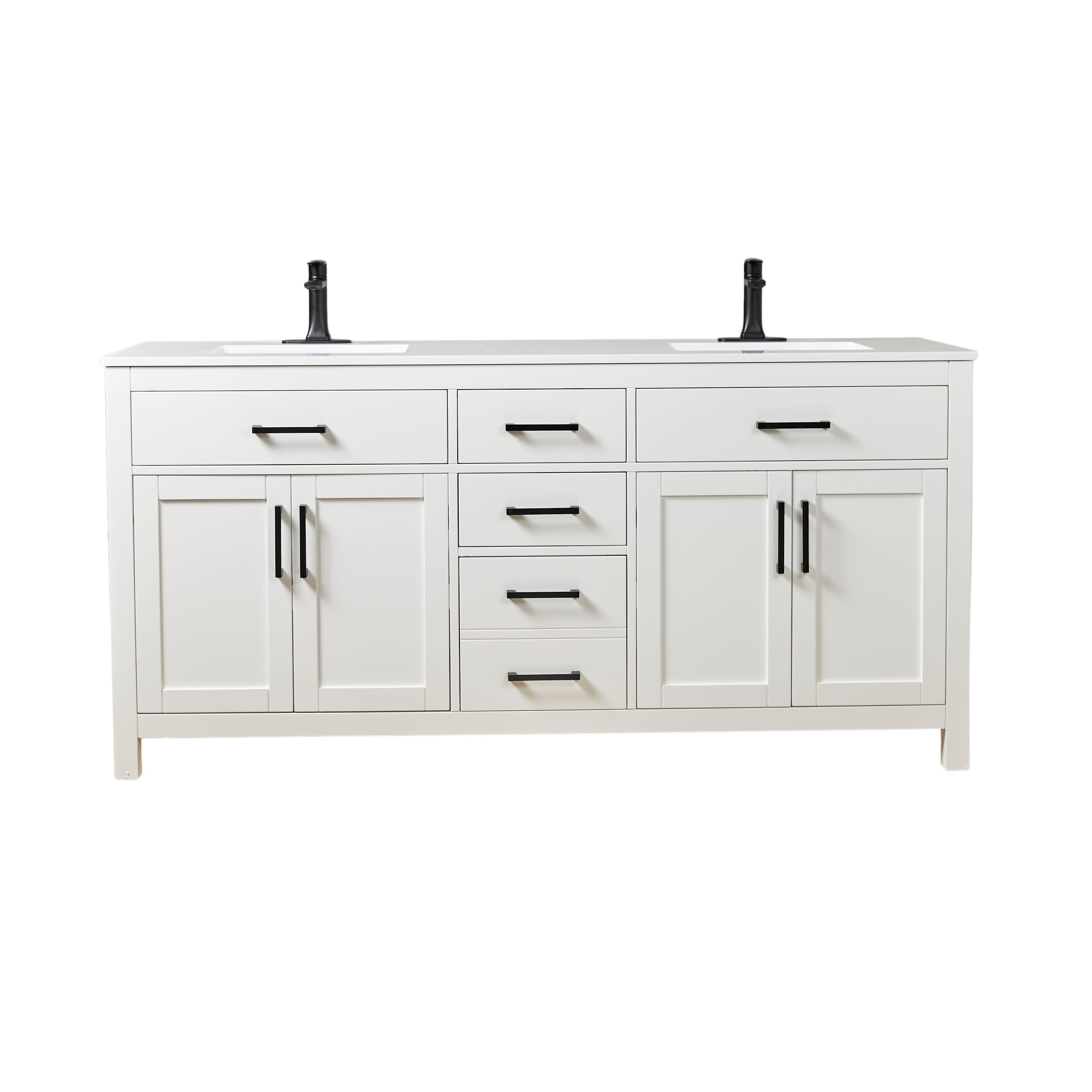 Beckett 72" Freestanding Double Bathroom Vanity with Cultured Marble Top