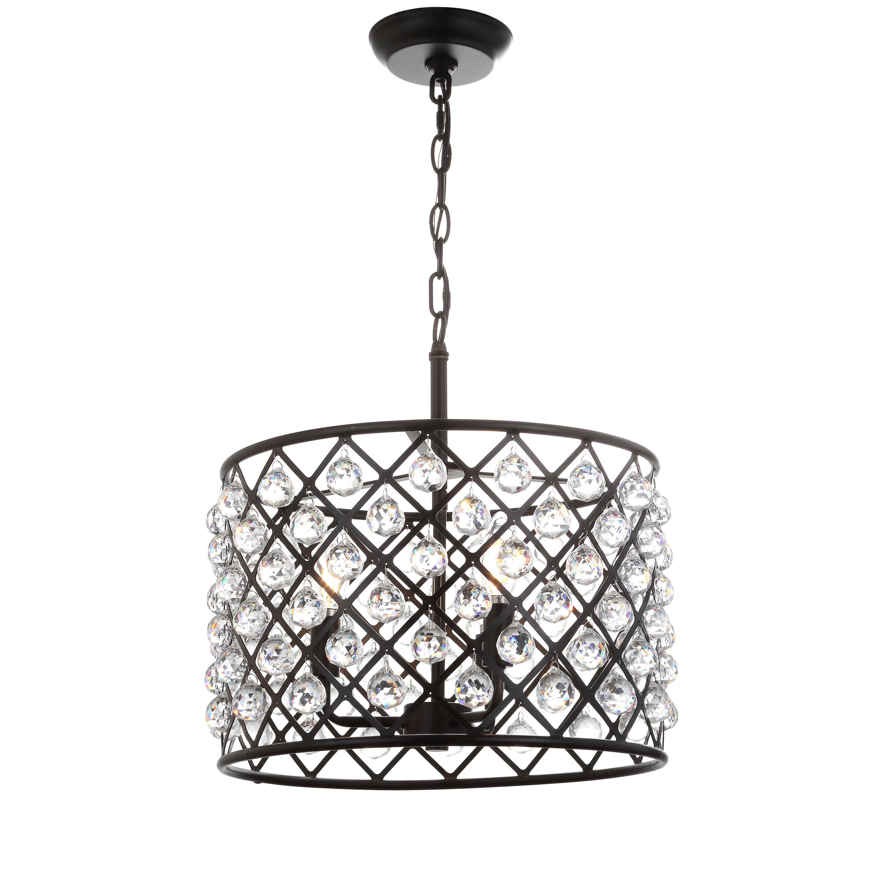 Gabrielle 16" Crystal/Metal LED Pendant, Oil-Rubbed Bronze