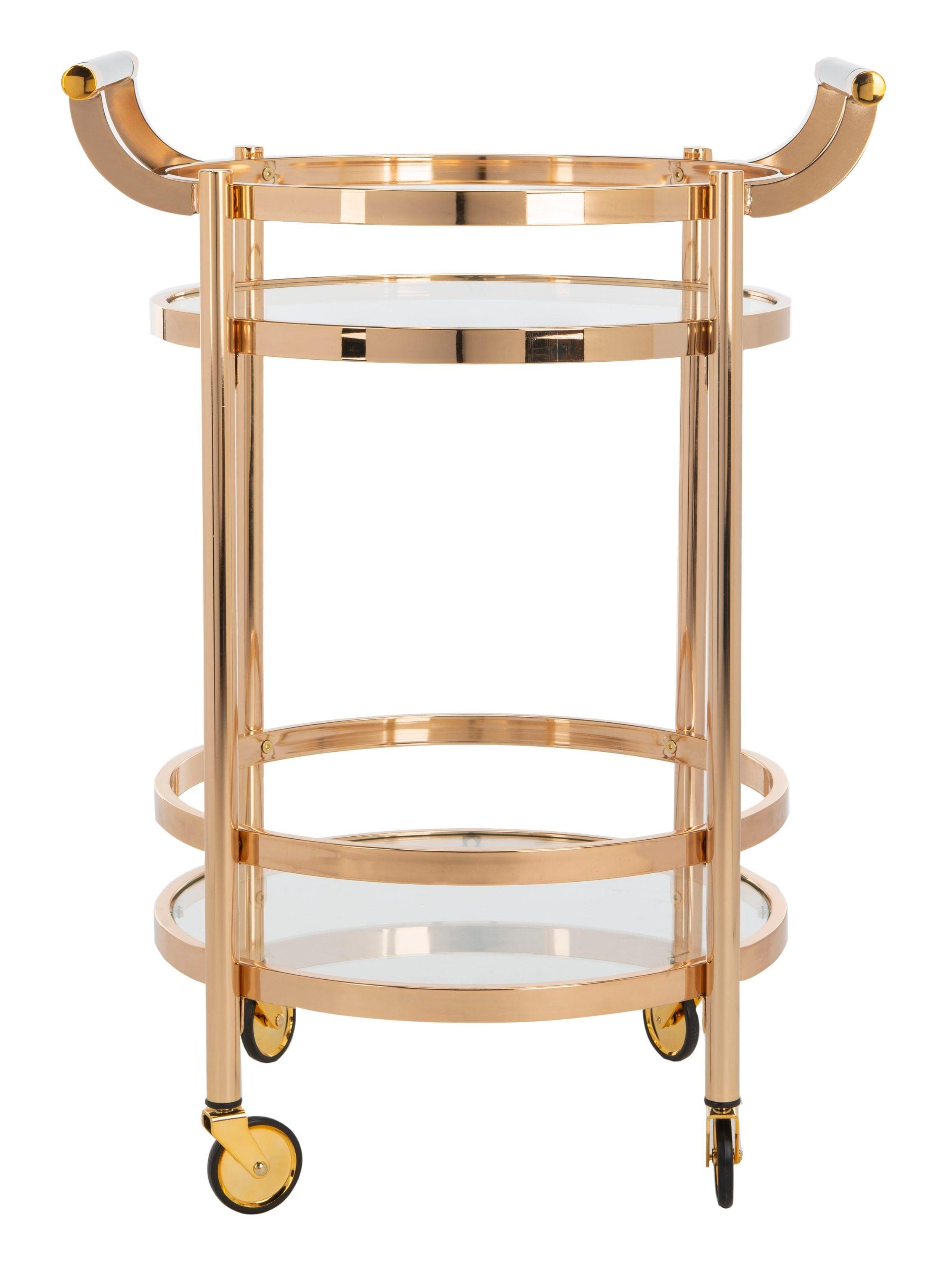 Sienna 2 Tier Round Bar Cart - BCT8001B - Gold/Glass - Safavieh