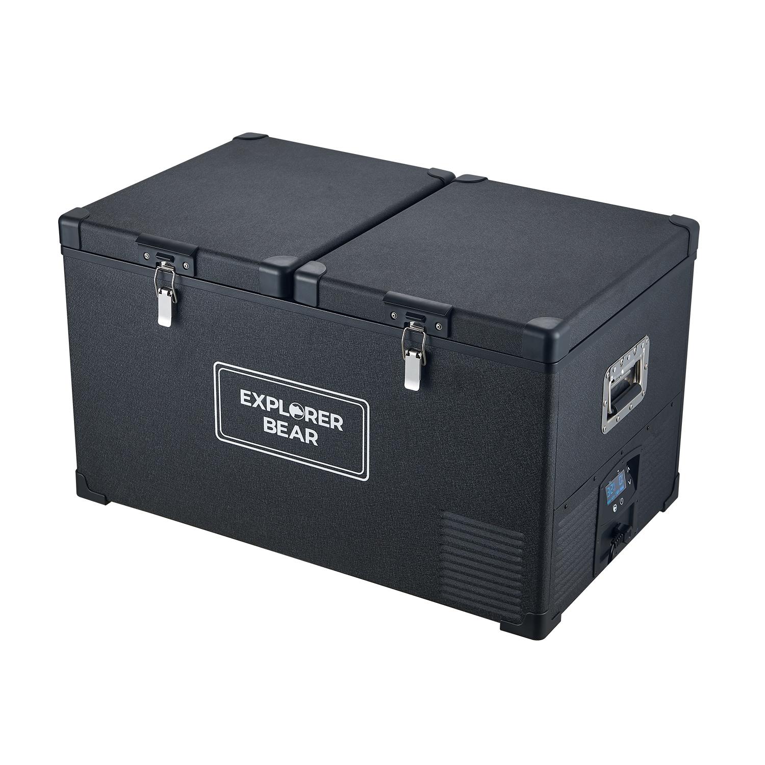 Explorer Bear EX75DB/75DW 79.3QT/75L 12/24V Portable Dual Zone Electric Cooler - Black