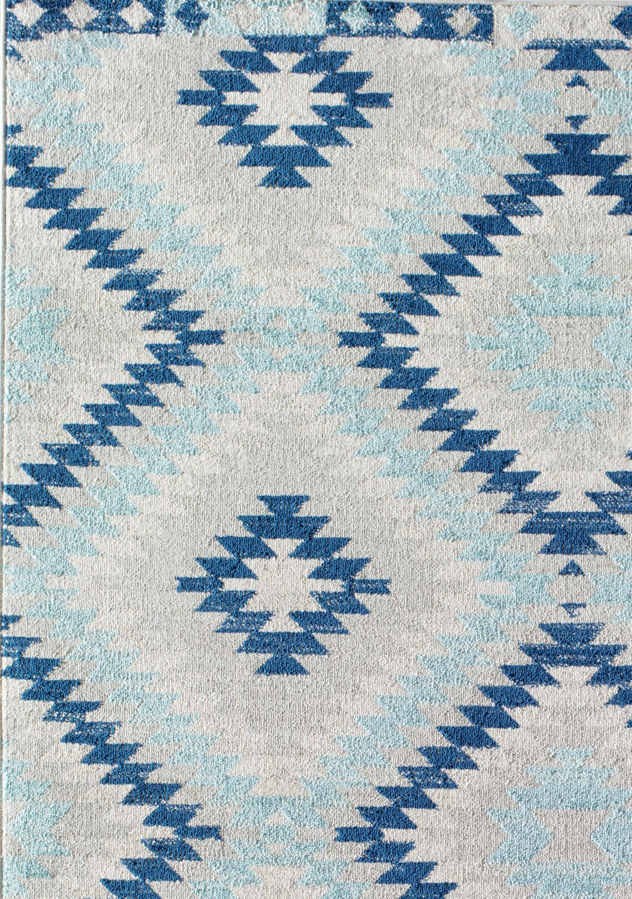 Bodrum Tribal Ice Blue Area Rug