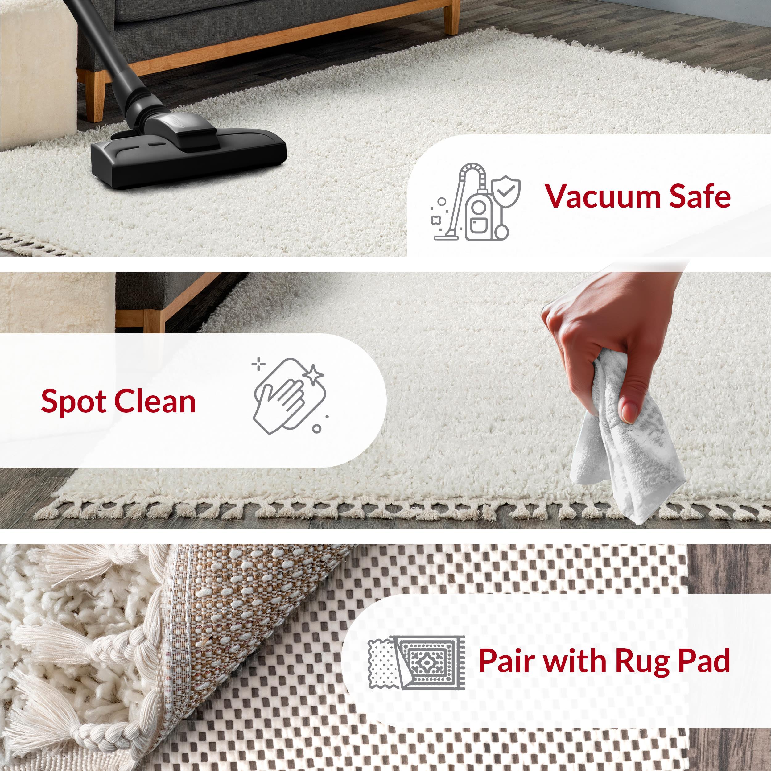 Nuloom Neva Solid 5x8 Shag Indoor Area Rug for Living Room Bedroom Dining Room Nursery, Ivory