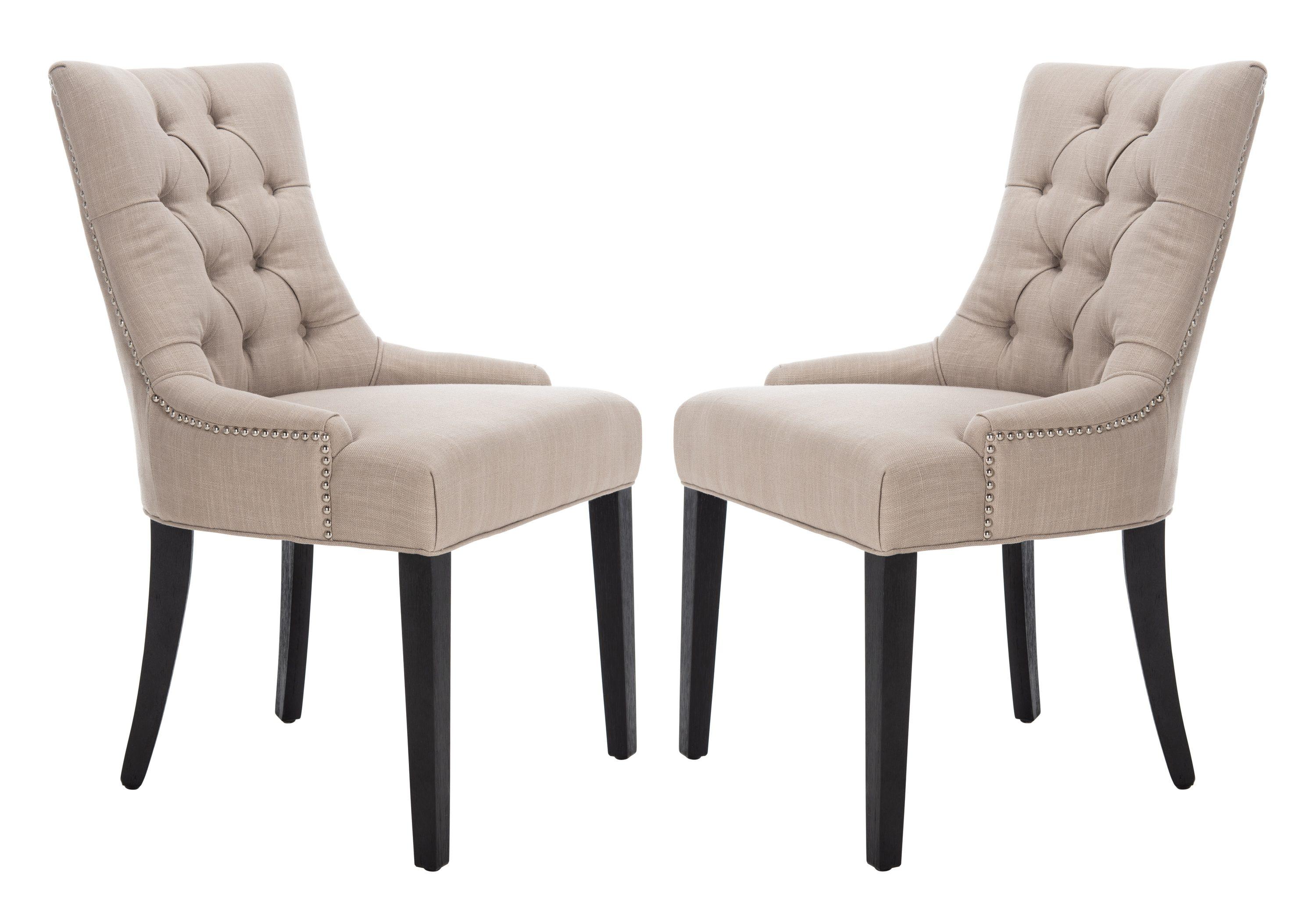 Abby 19''H Tufted Side Chairs (Set of 2) - True Taupe - Safavieh.
