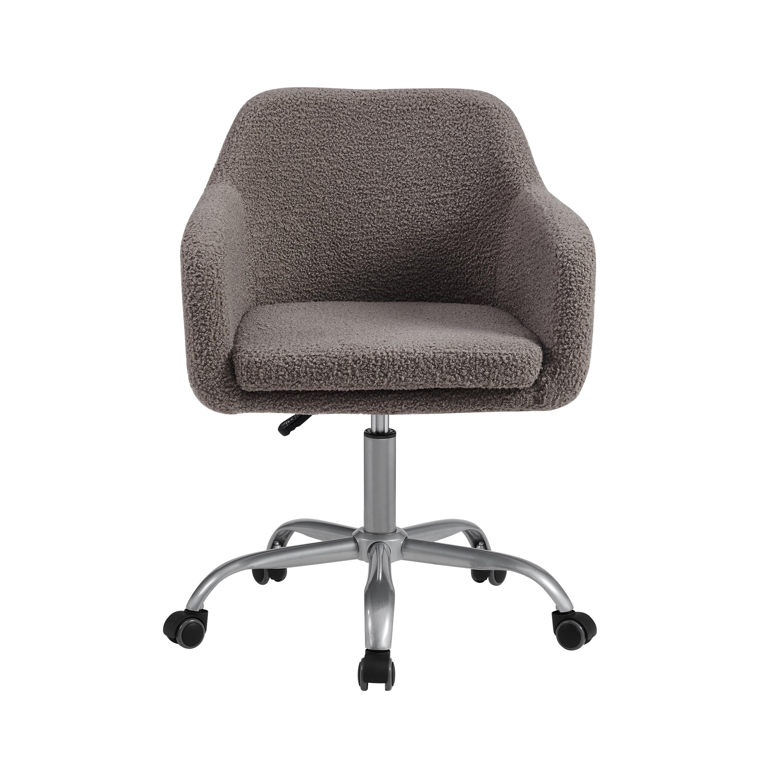 Rylen Modern Swivel Office Desk Chair Gray - Linon: Adjustable, Ergonomic with Chrome-Plated Steel Legs