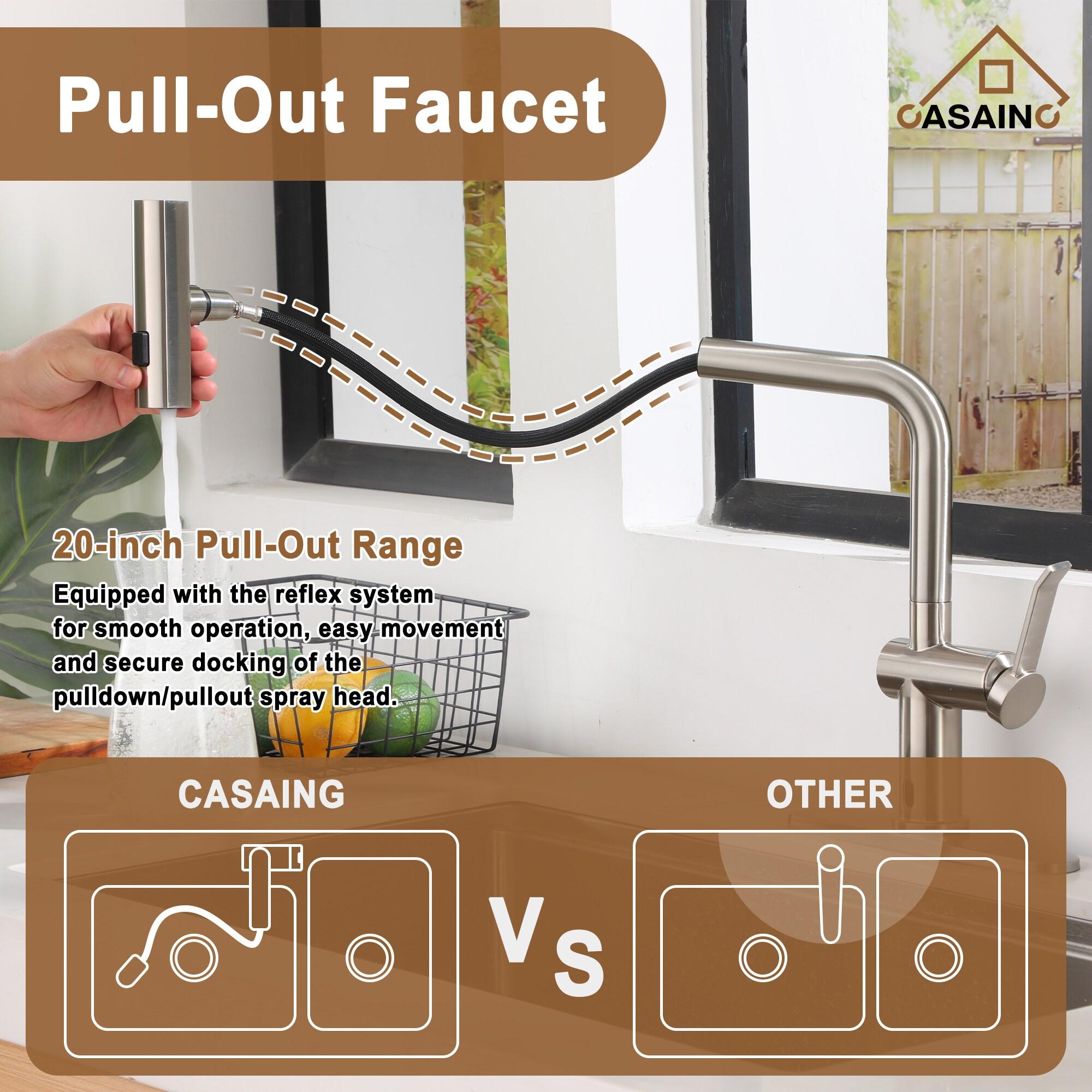 Willow Single Handle Pull Out Kitchen Faucet with Touchless Sensor, Three-function Mode Sprayer