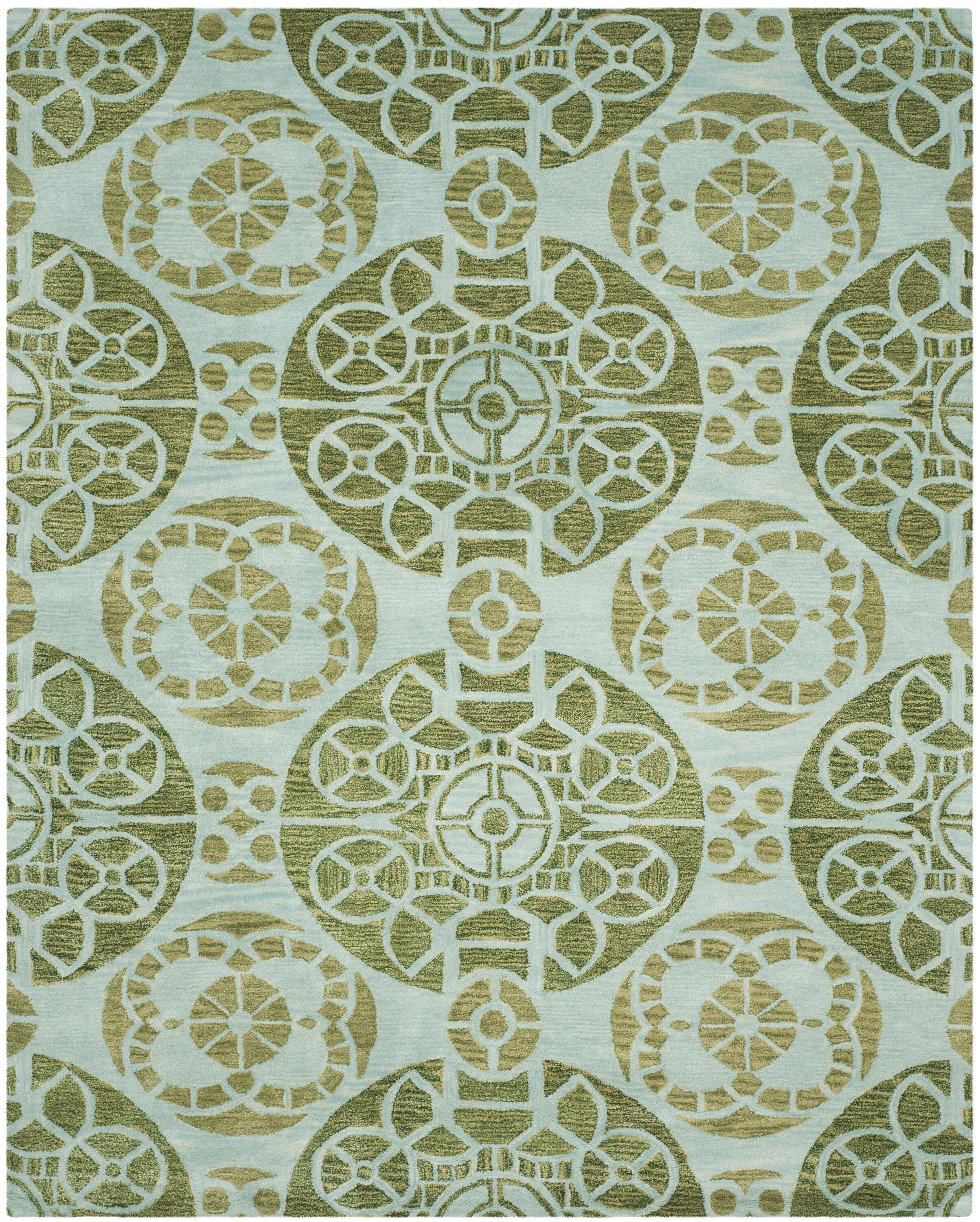 SAFAVIEH Wyndham Louise Medallion Wool Area Rug, Turquoise/Green, 10' x 14'
