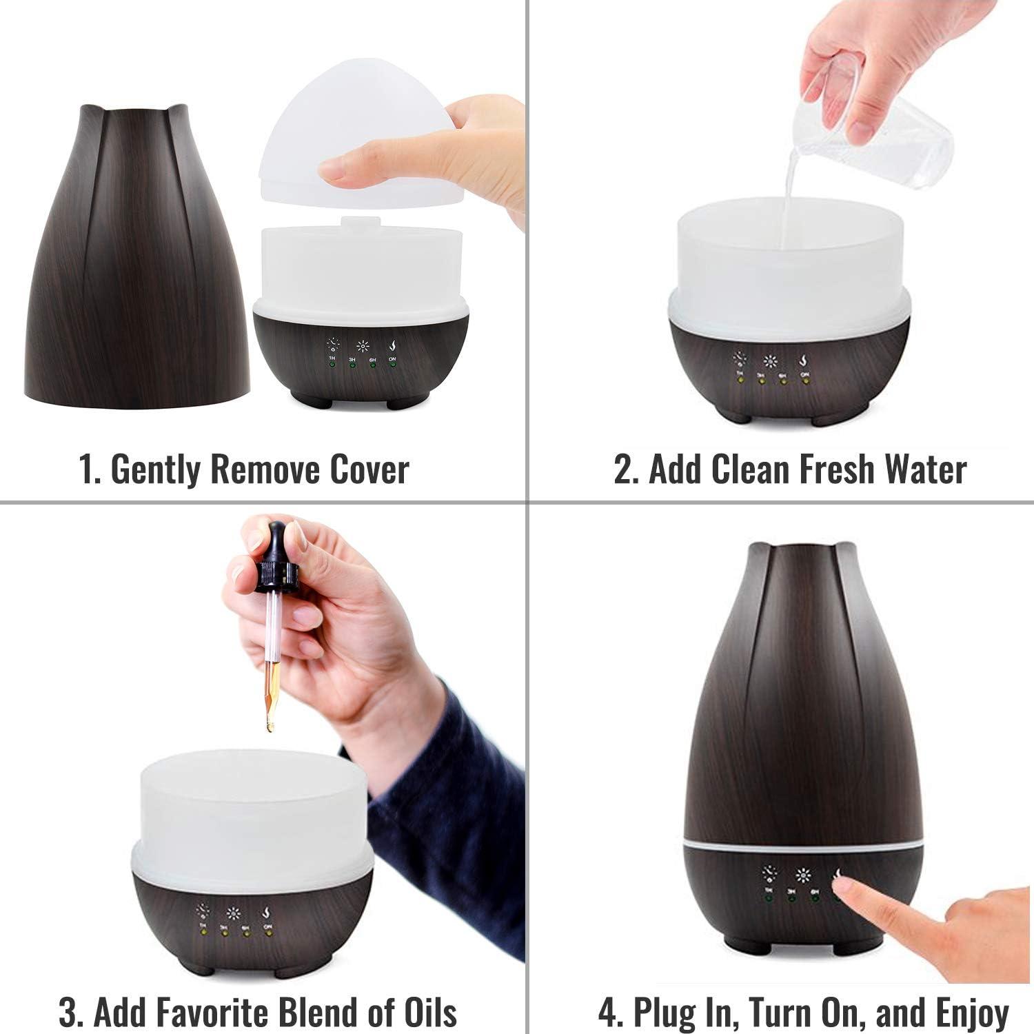 HealthSmart Aromatherapy Diffuser Cool Mist Humidifier for Essential Oils - Brown