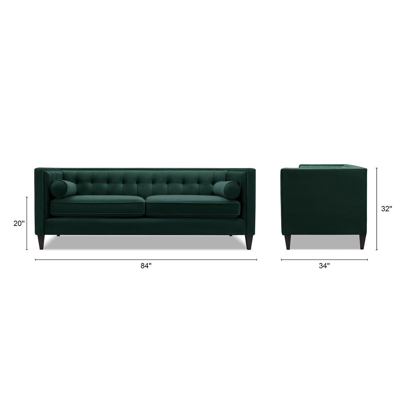 Jack Tufted Tuxedo Sofa Double Cushion, Hunter Green