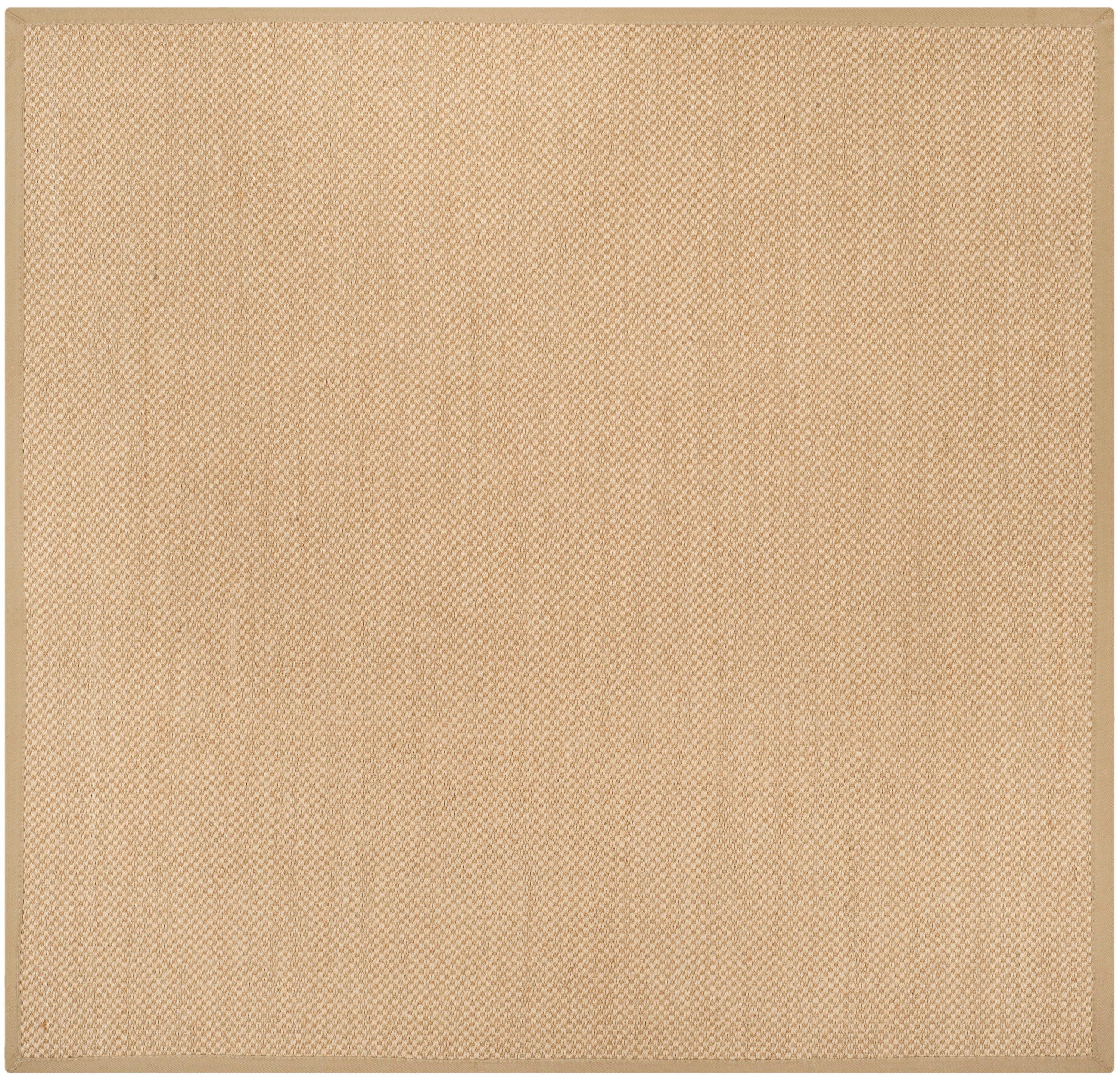 SAFAVIEH Natural Fiber Jovana Border Seagrass Area Rug, Maize/Linen, 10' x 10' Square