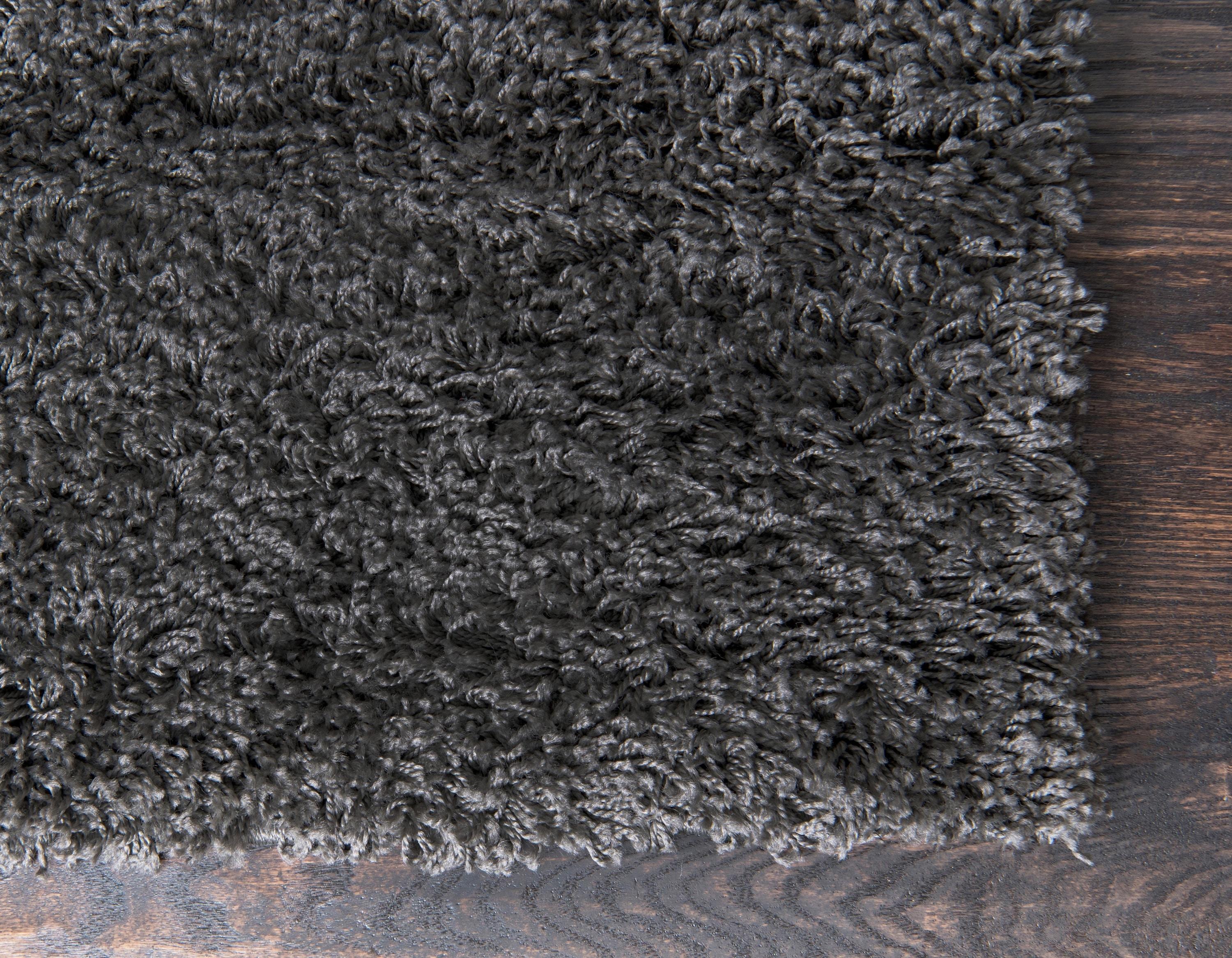 Unique Loom 4' 1 x 6' 1 Solid Shag Graphite Gray Area Rug