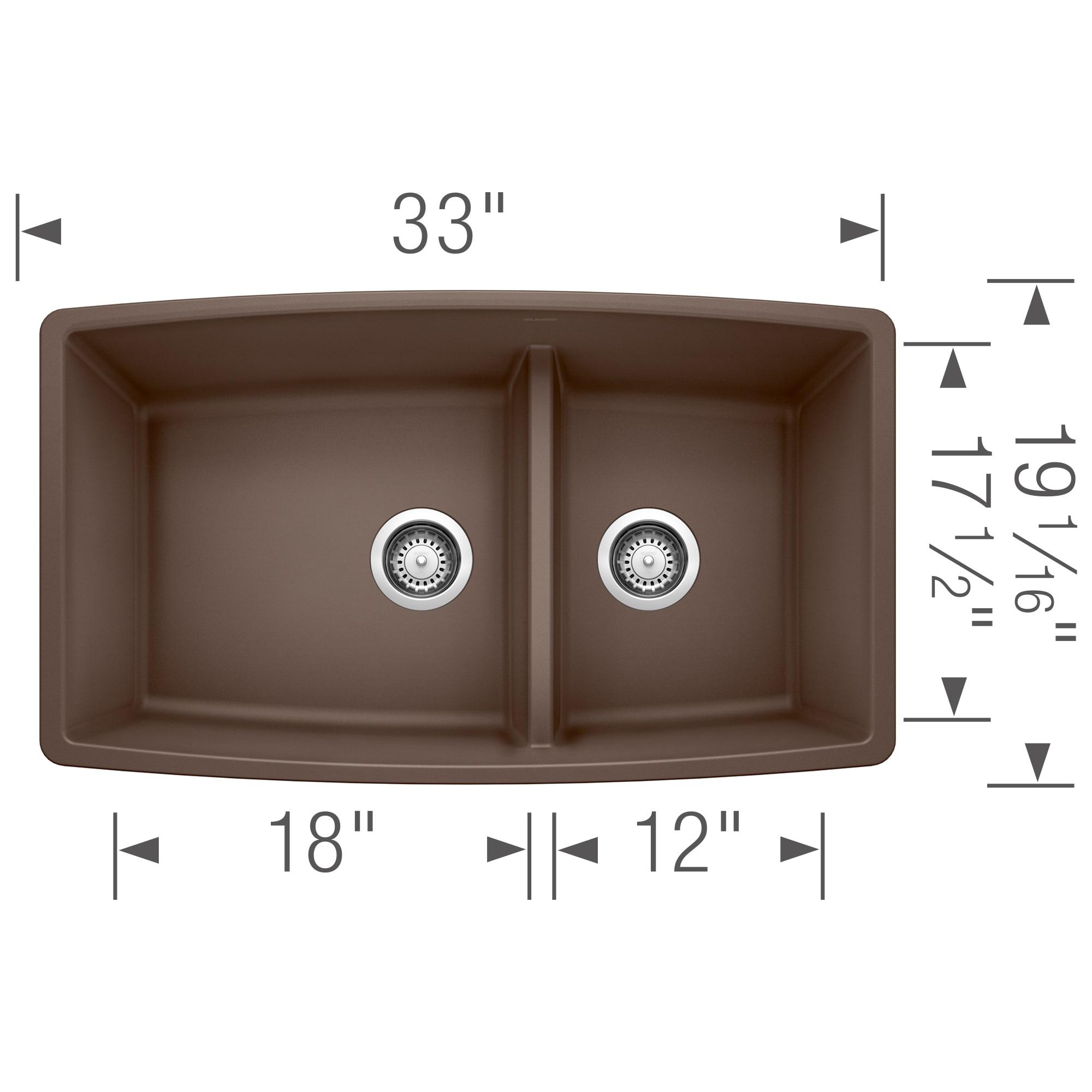 Performa SILGRANIT 33" L x 19" W Double Bowl Undermount Kitchen Sink