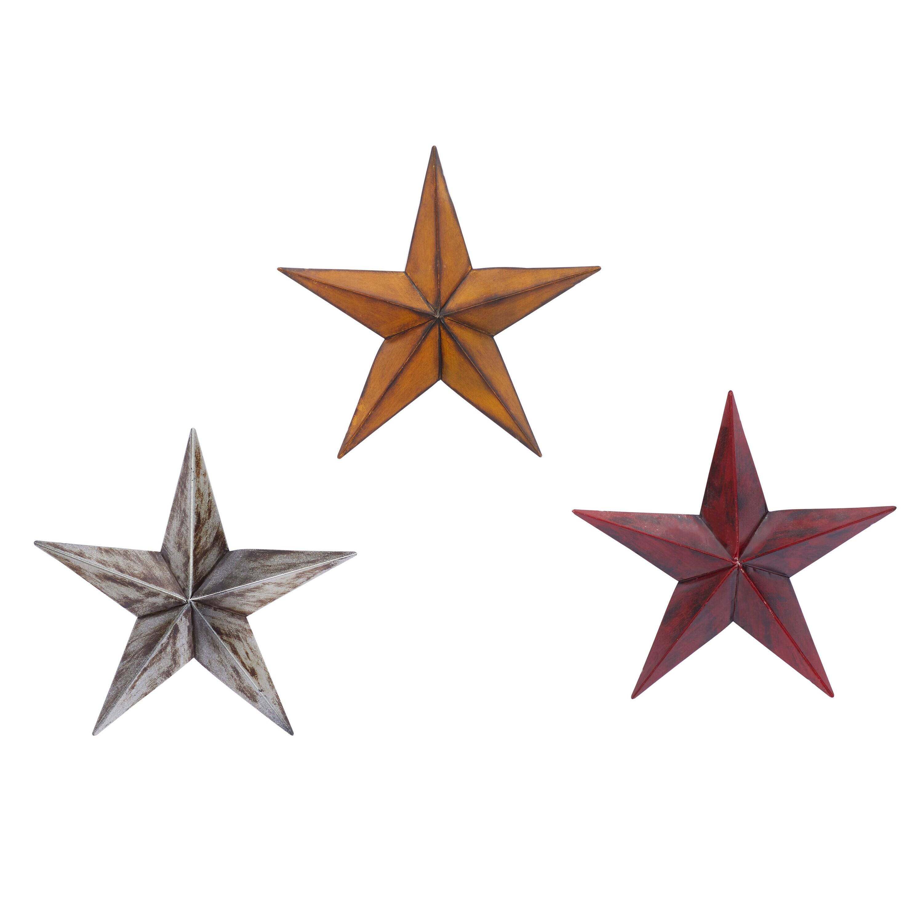 Metal Indoor Outdoor Star Multi Colored Wall Decor Set (Set of 3)