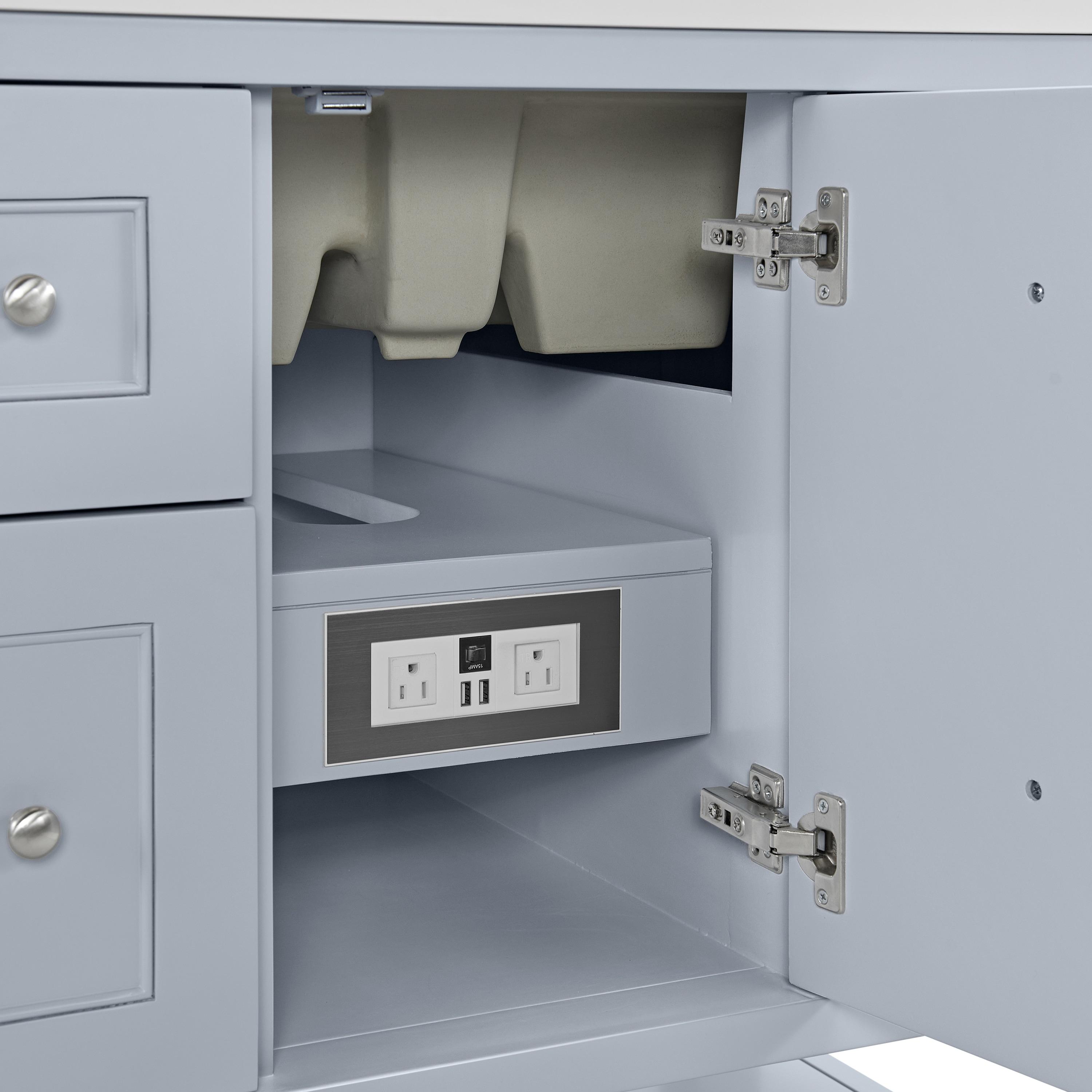 James Martin Vanities 330-V36-SRB-3LDL 36 in. Breckenridge Single Vanity with 3 cm Lime Delight Quartz Top, Serenity Blue