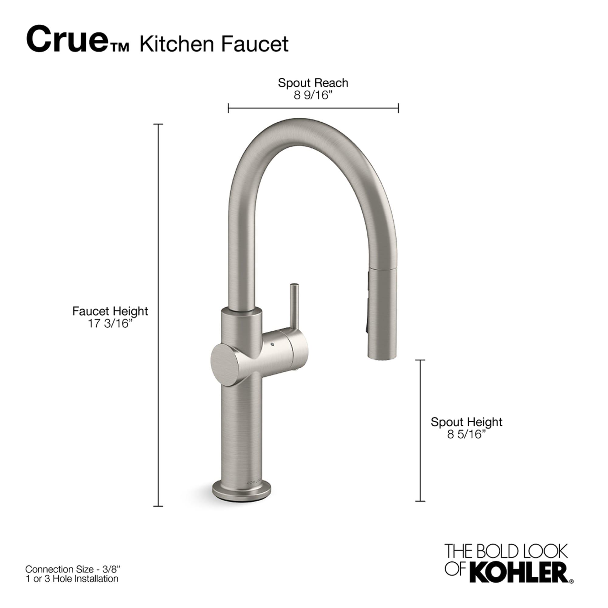 Crue Touchless Pull-Down Kitchen Sink Faucet with Three-Function Sprayhead