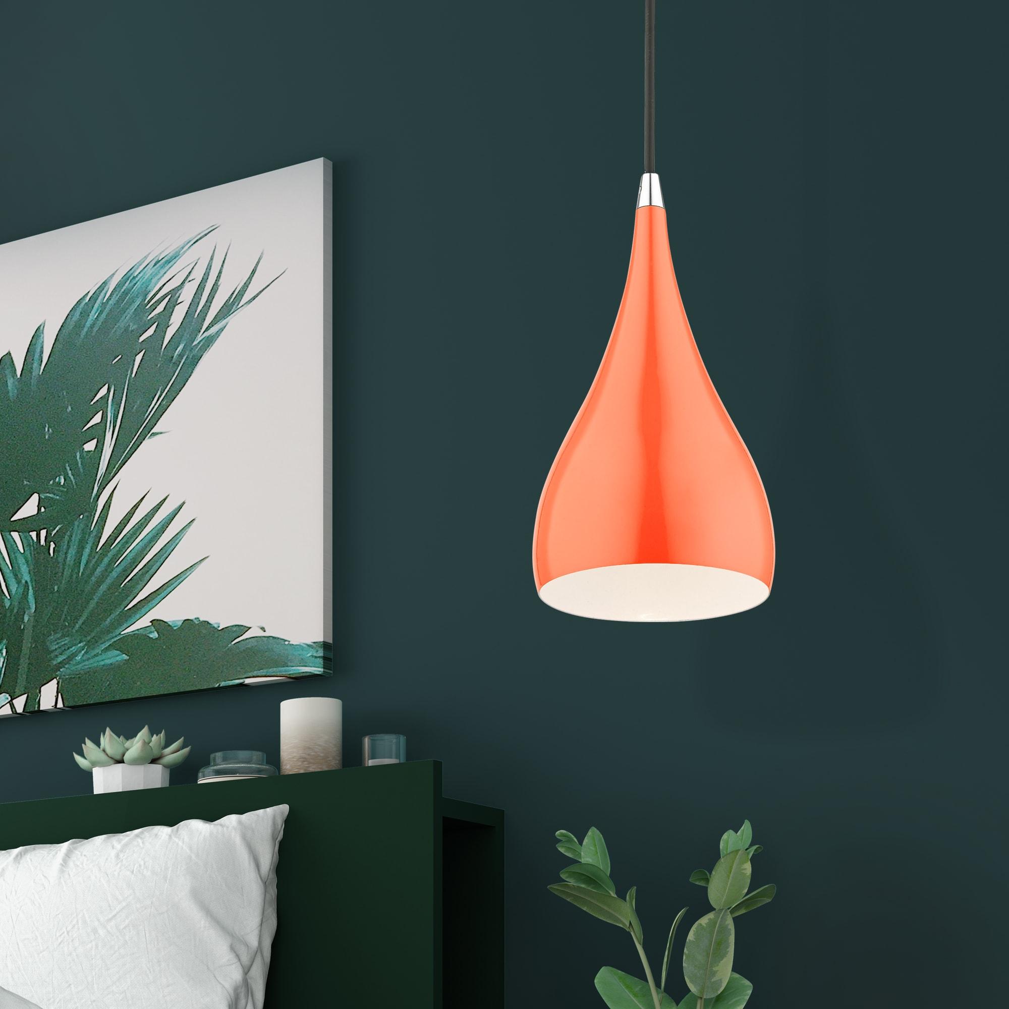 Livex Lighting Amador 1 - Light Pendant in  Shiny Orange/Polished Chrome