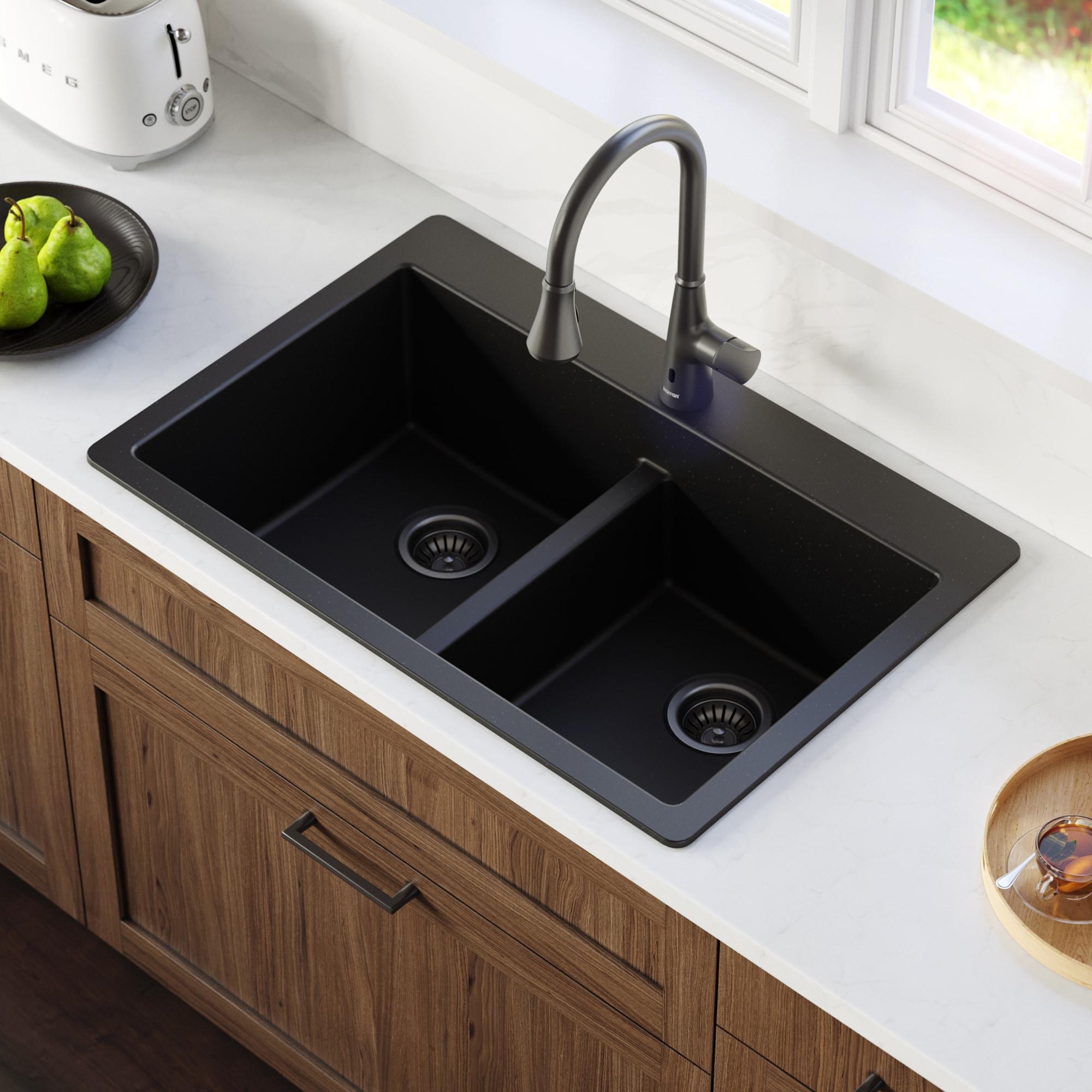 Karran Quartz 33'' X 22'' 50/50 Double Bowl Composite Drop-in Kitchen Sink