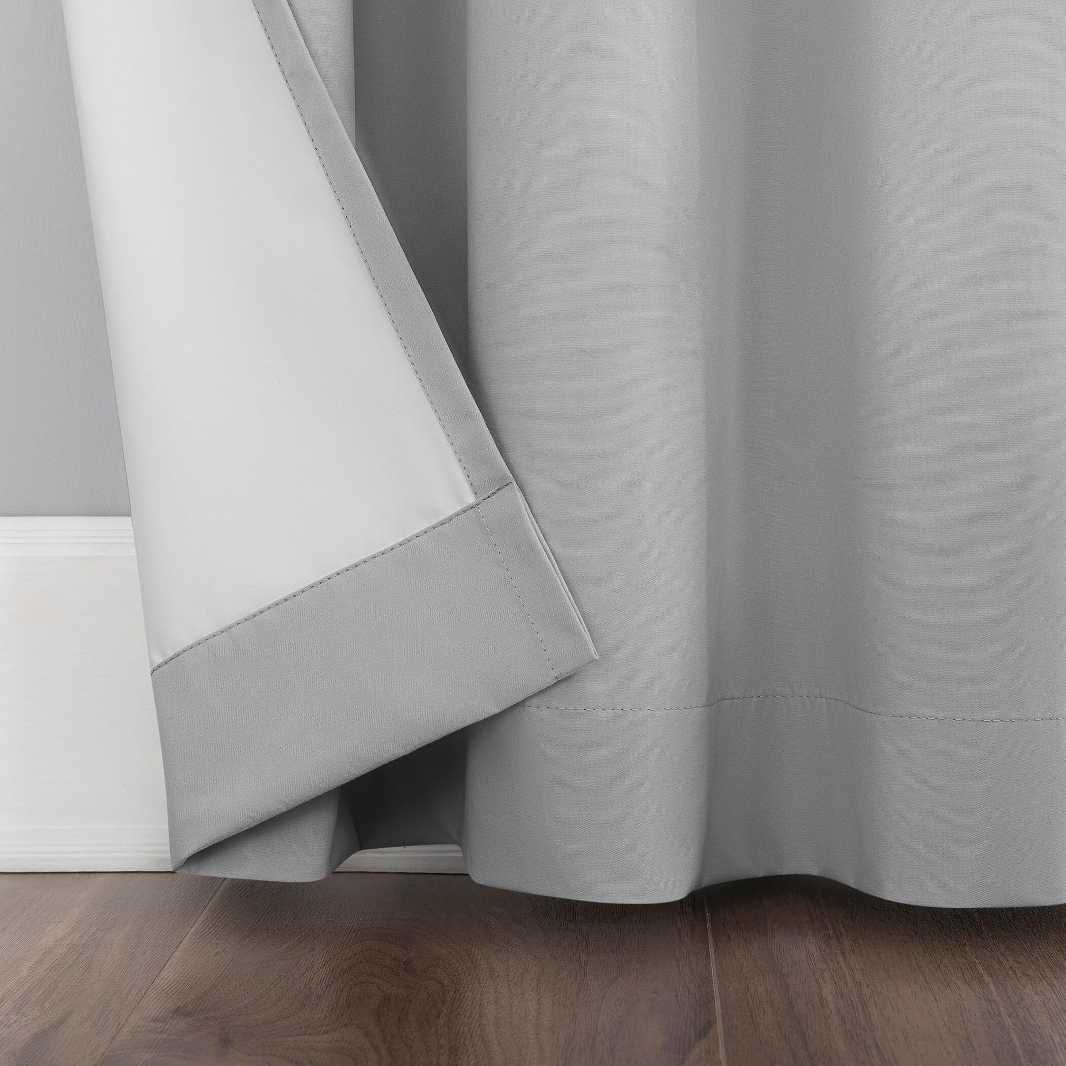 40"x96" Sun Zero 100% Blackout Cyrus Thermal Back Tab Curtain Panel Silver: Modern Indoor 96 Inch Polyester Drapery