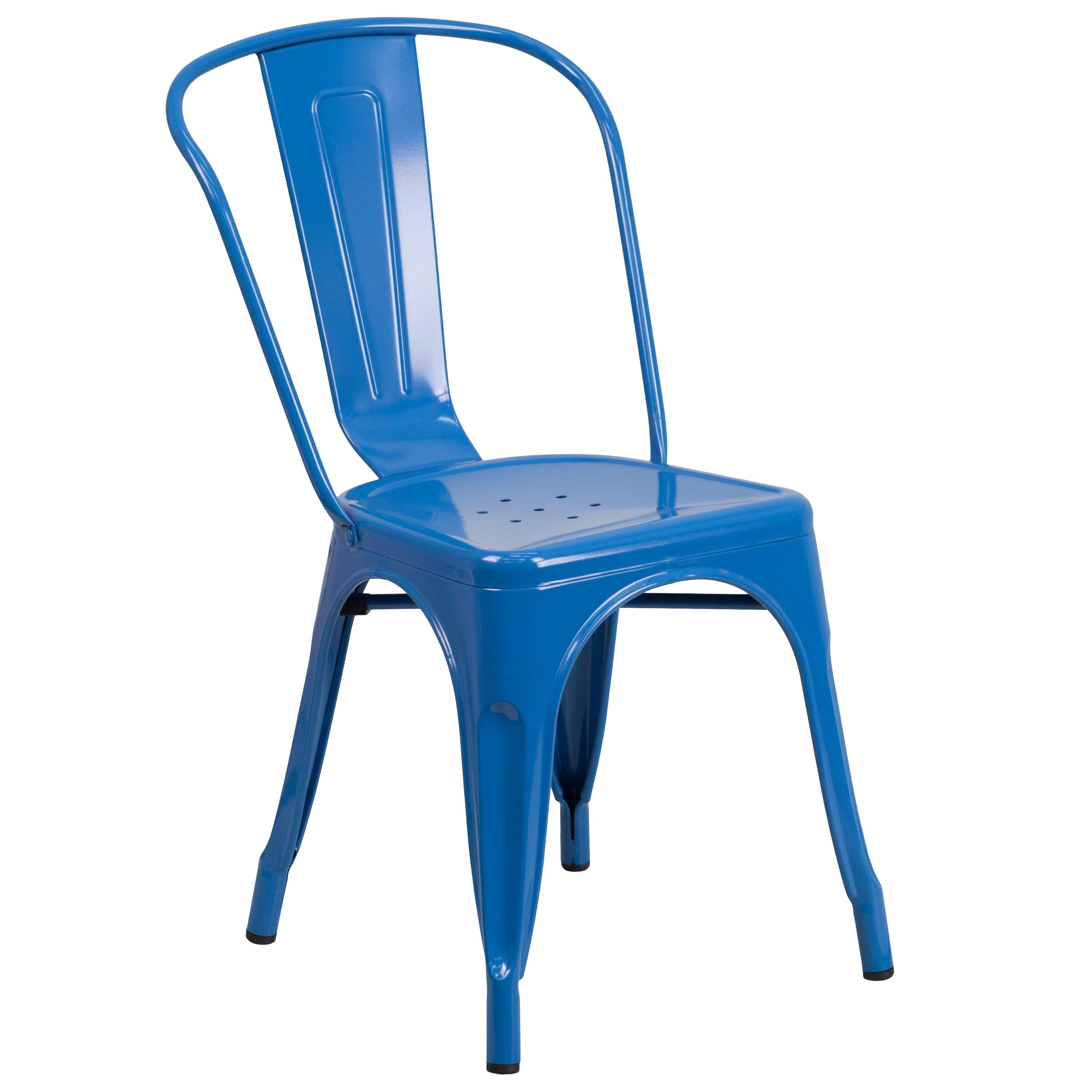 Flash Furniture Commercial Grade Blue Metal Indoor-Outdoor Stackable Chair