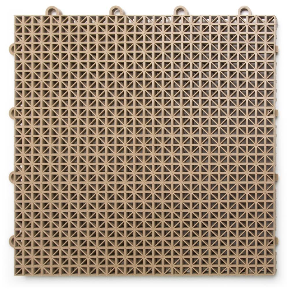 DT40BEIG DuraGrid Outdoor Modular Interlocking Multi-Use Plastic Deck Tile, 40 Pack, Beige