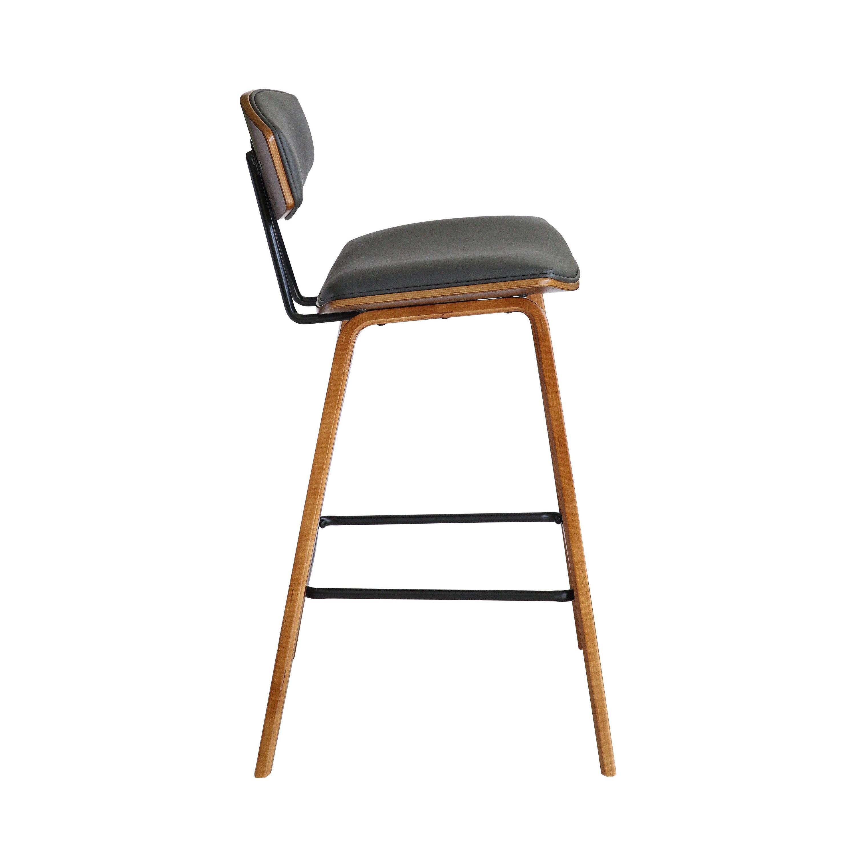 Armen Living Fox Gray 25.5-in H Counter height Square seat Upholstered Wood Bar Stool and Back