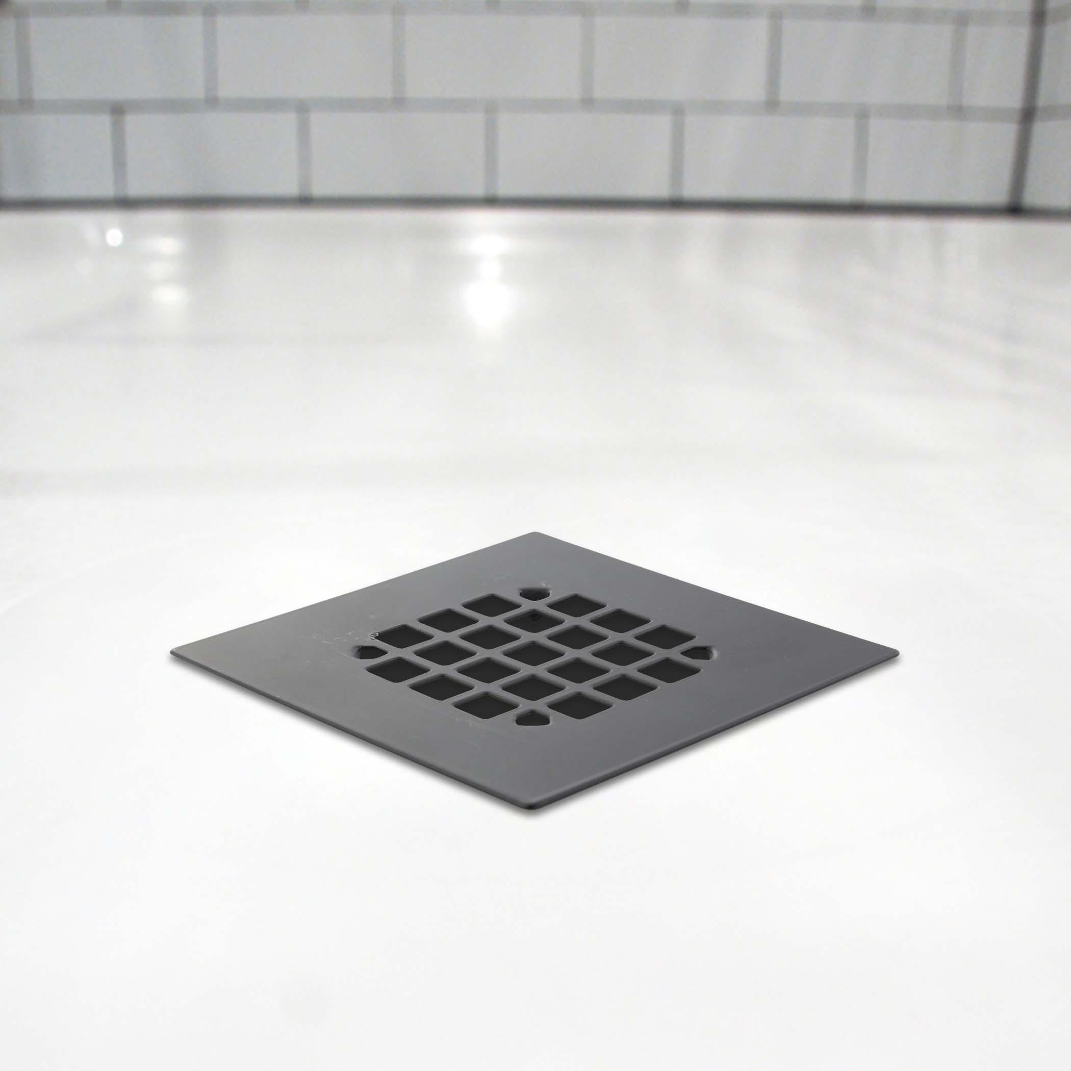 4.25 in. Square Stainless Steel Drain Cover, Matte Black
