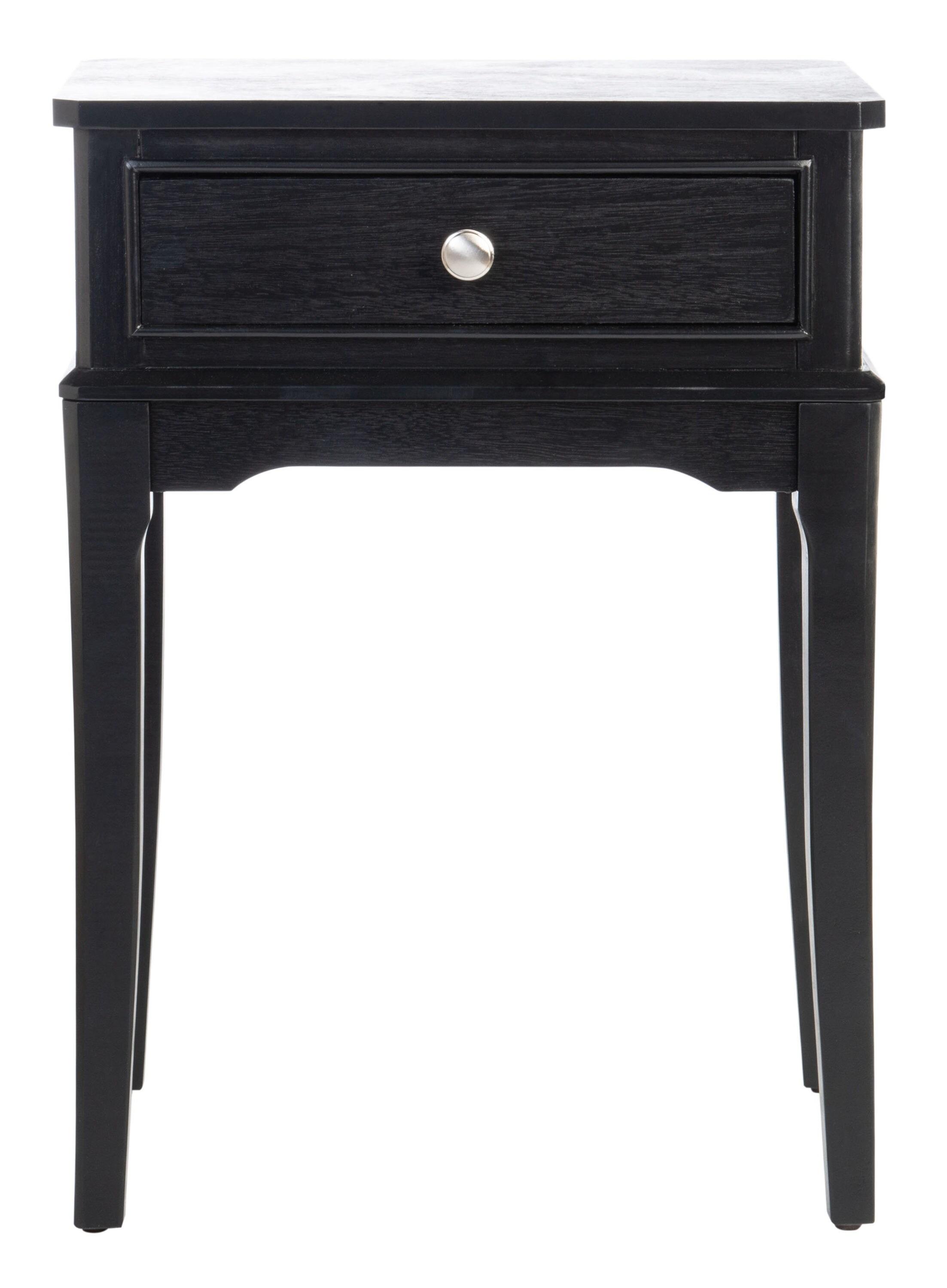 SAFAVIEH Opal French Black Rectangle Wood Storage End Table (17 in. W x 13 in. D x 23.5 in. H)