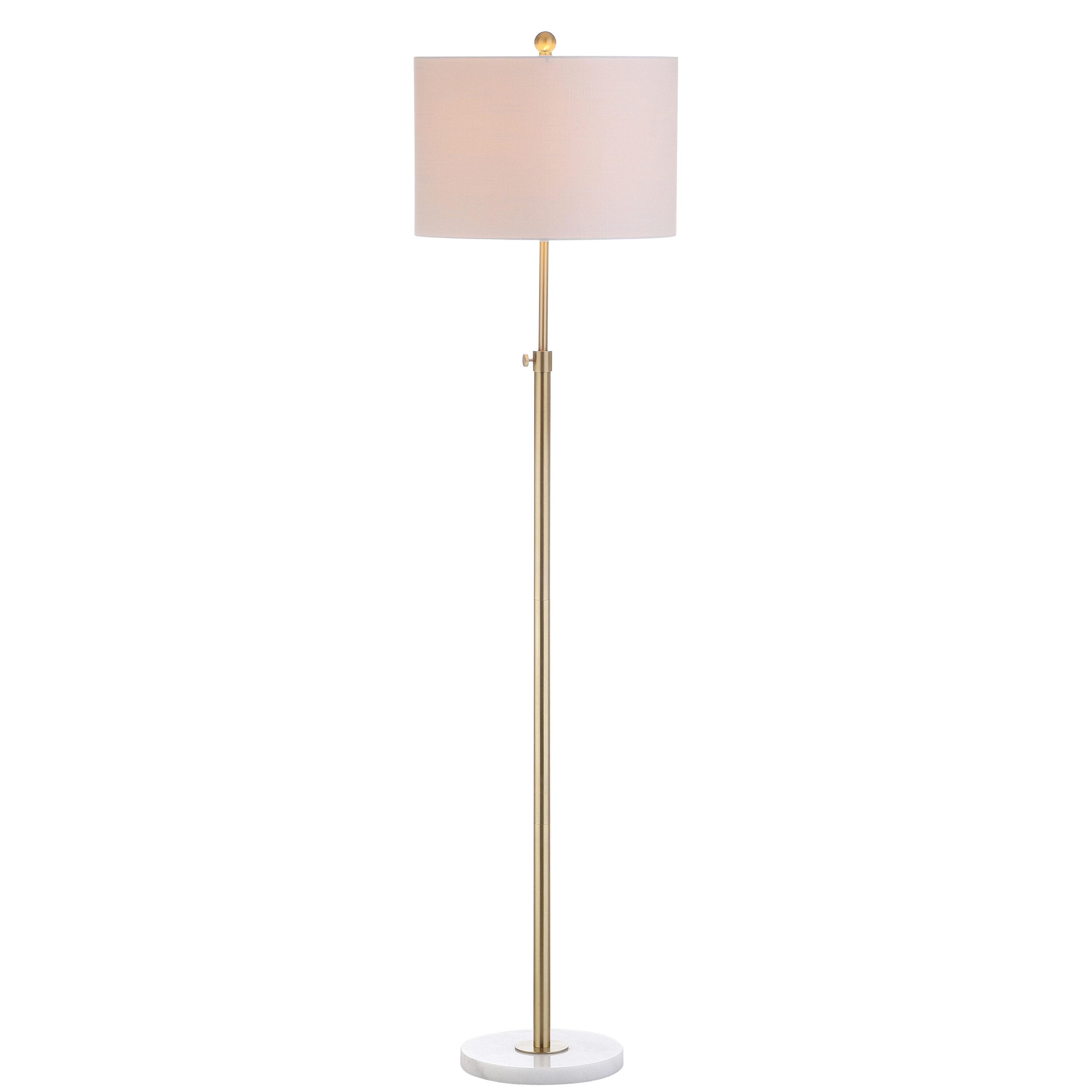 JONATHAN Y JYL3022A June 65" Adjustable Metal/Marble LED Floor Lamp, Modern, Contemporary, Elegant, Glam, Office, Living Room, Family Room, Dining Room, Bedroom, Hallway, Foyer, Brass