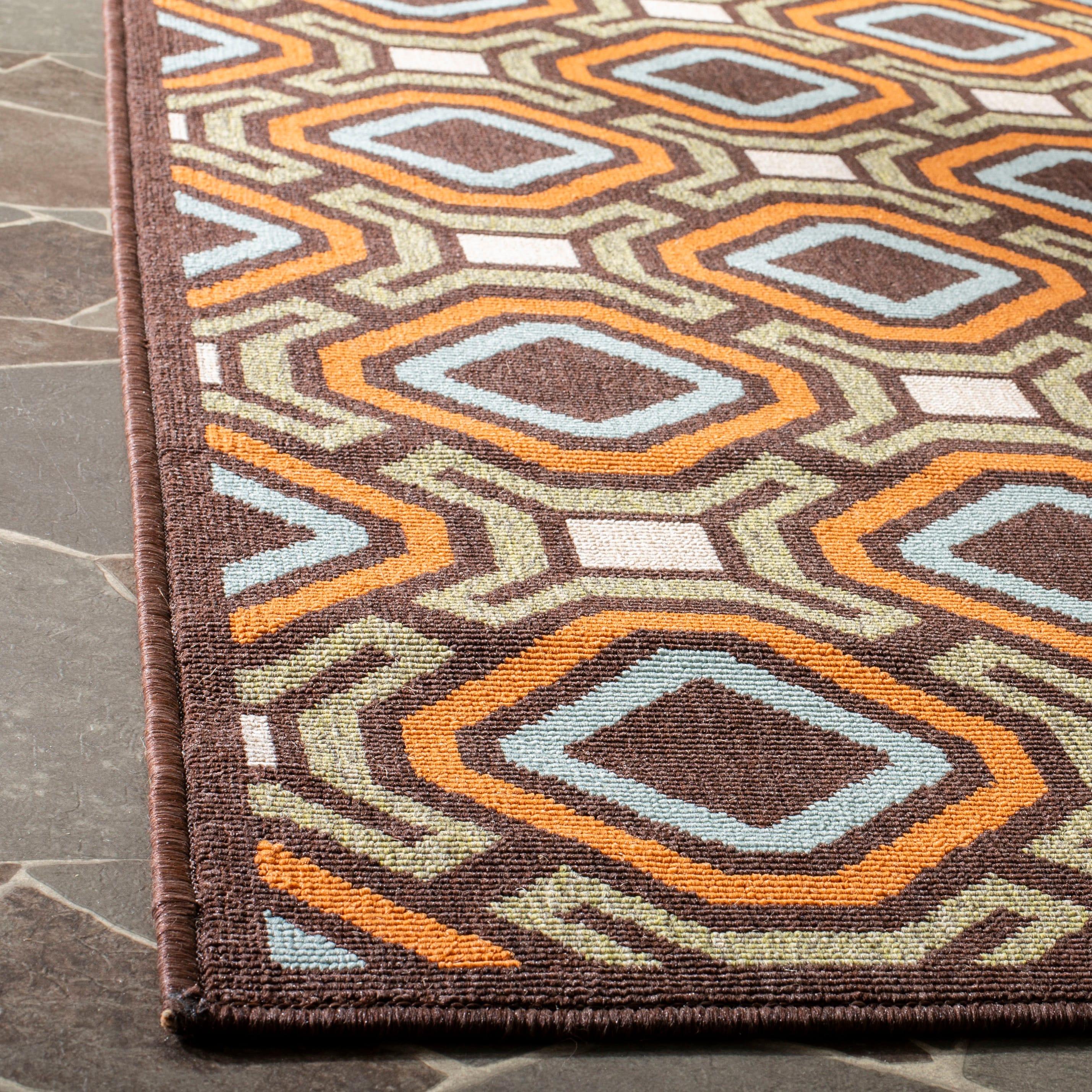 Veranda VER089 Power Loomed Indoor/Outdoor Area Rug - Chocolate/Terracotta - 8'x11' - Safavieh.