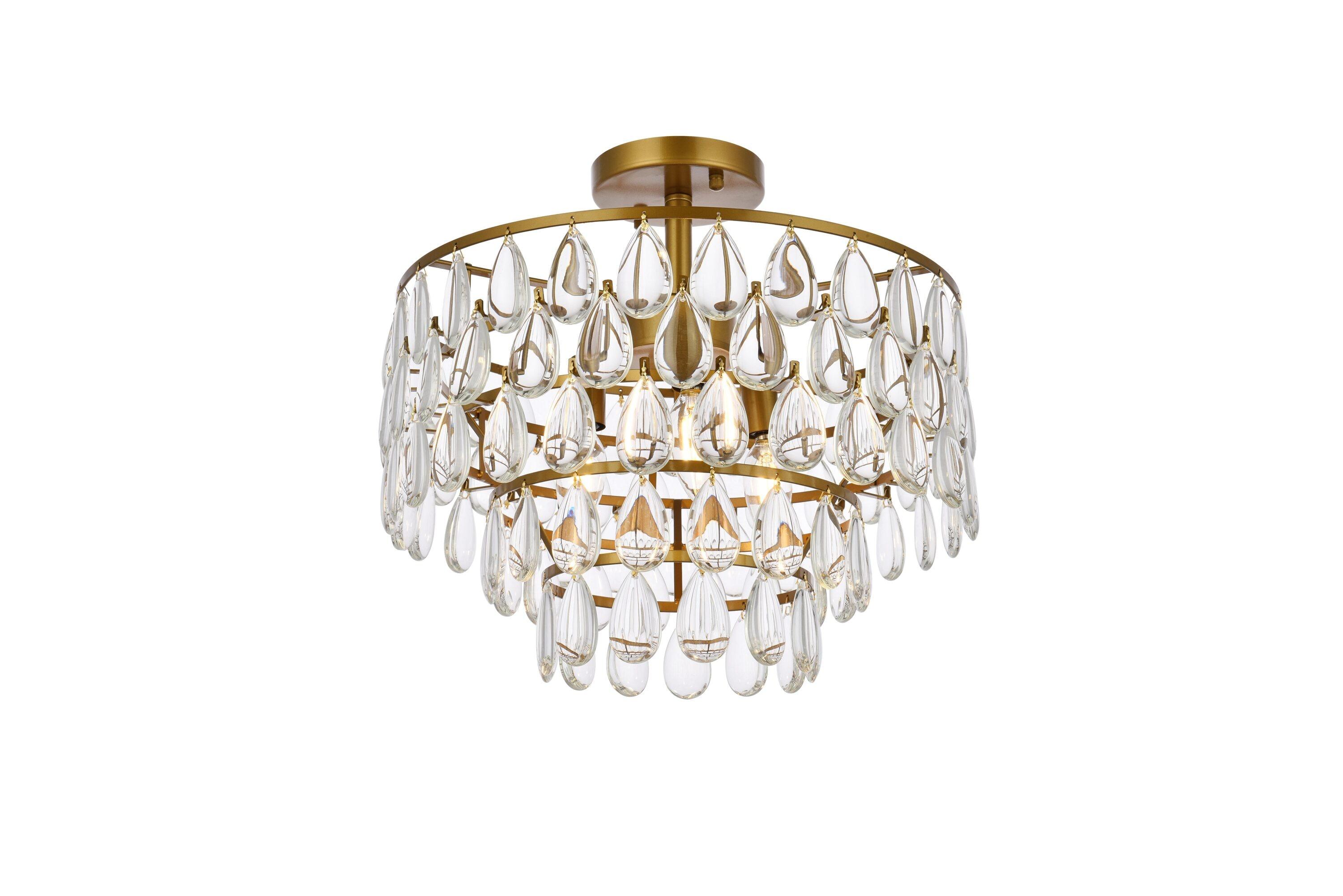 Elegant Lighting Mila 16 inch flush mount in brass