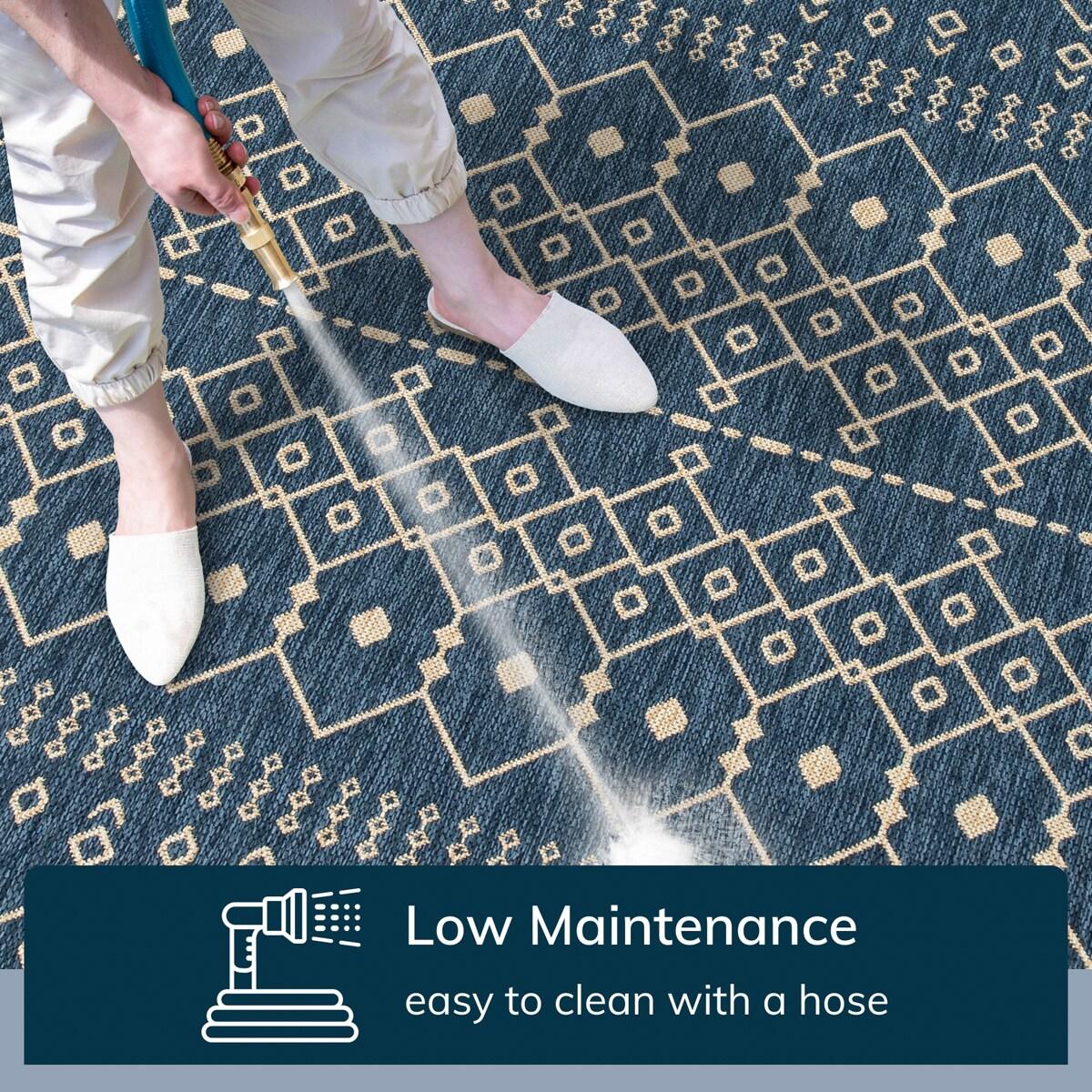 Marshanna Nord Trellis Blue Indoor/Outdoor Flat-Weave Area Rug