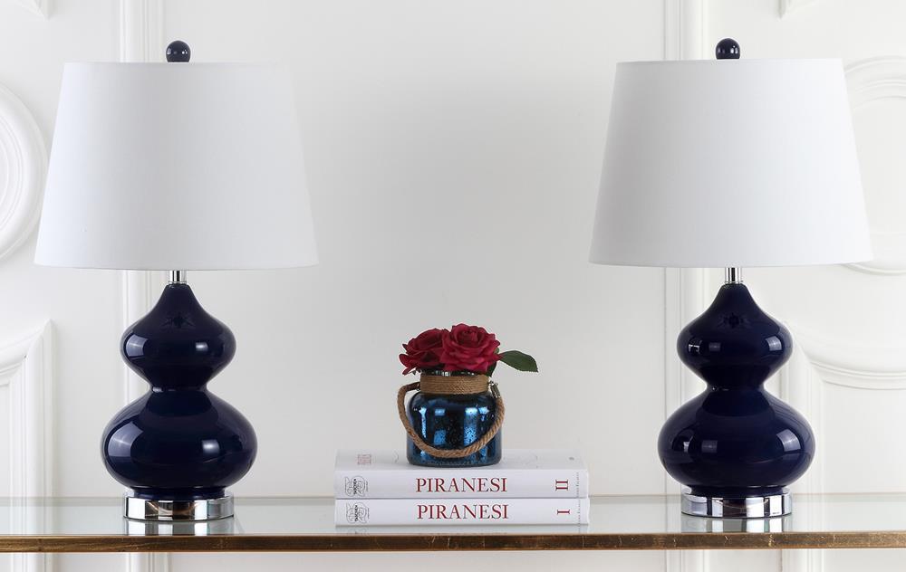 Eva Double Gourd Table Lamp (Set of 2) - 24 Inch Height - LIT4086 - Navy - Safavieh