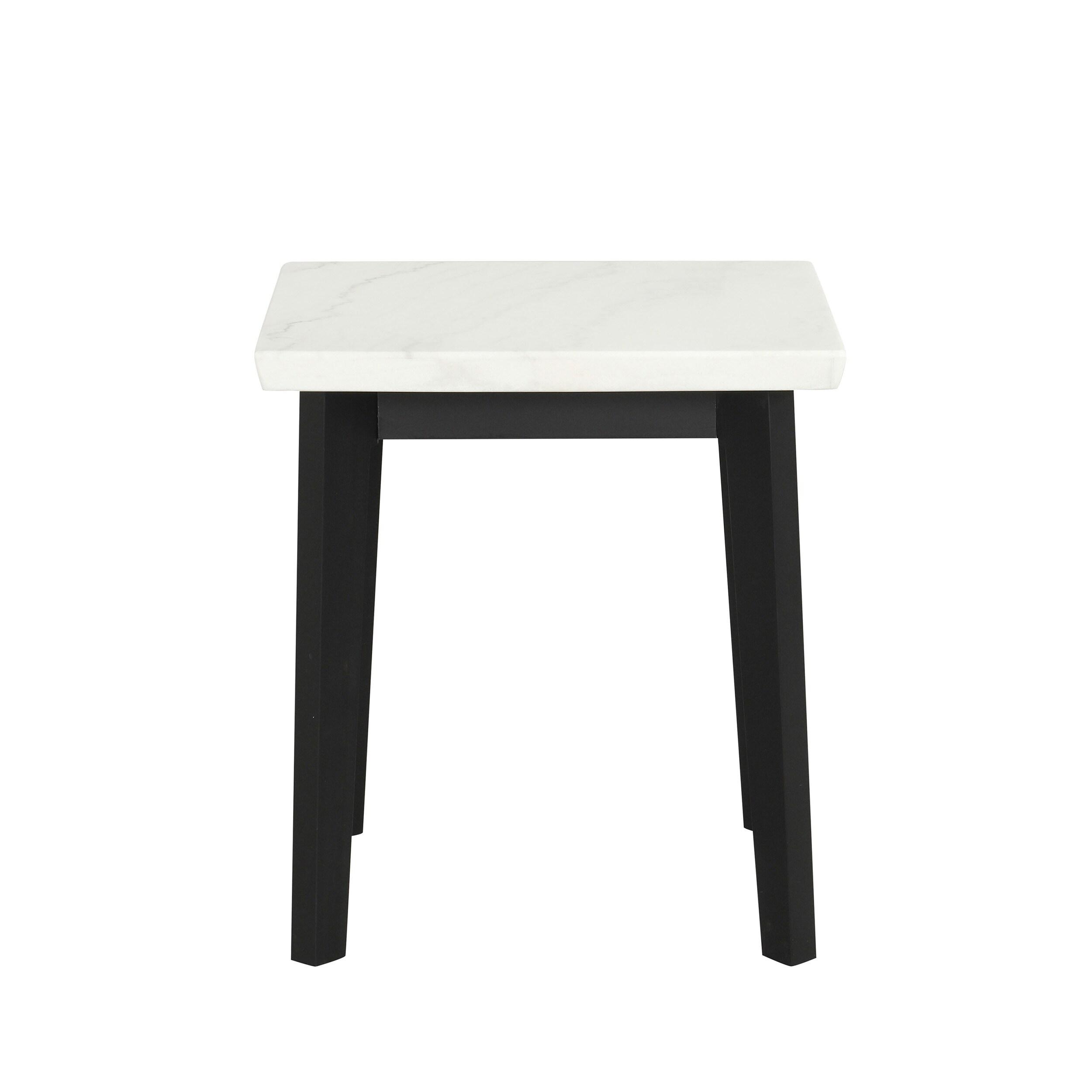 Furniture of America Dorth Marble Top Square Coffee Table, White and Black
