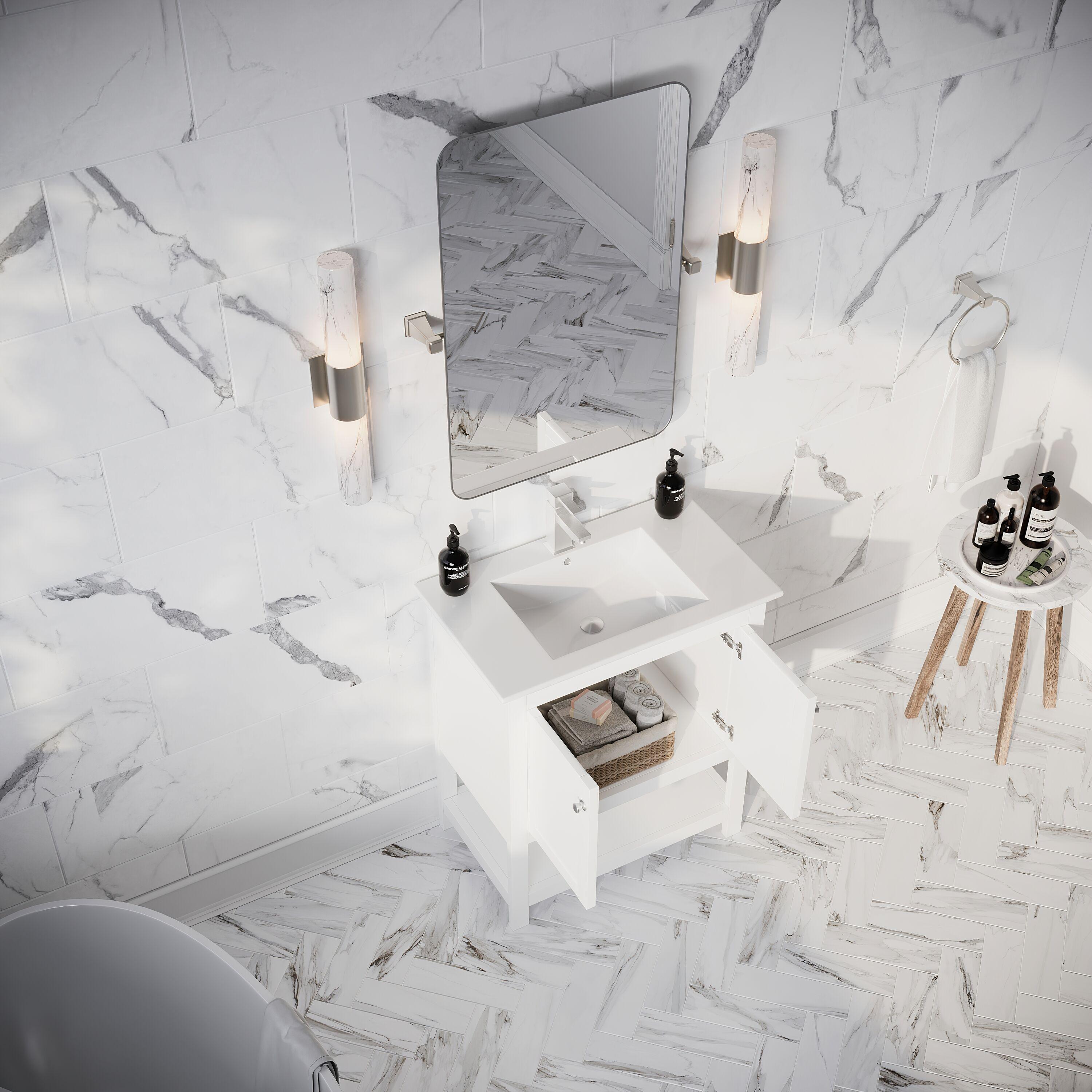 Manchester 30" Freestanding Single Sink Bathroom Vanity with Integrated Sink (Faucet Not Included)