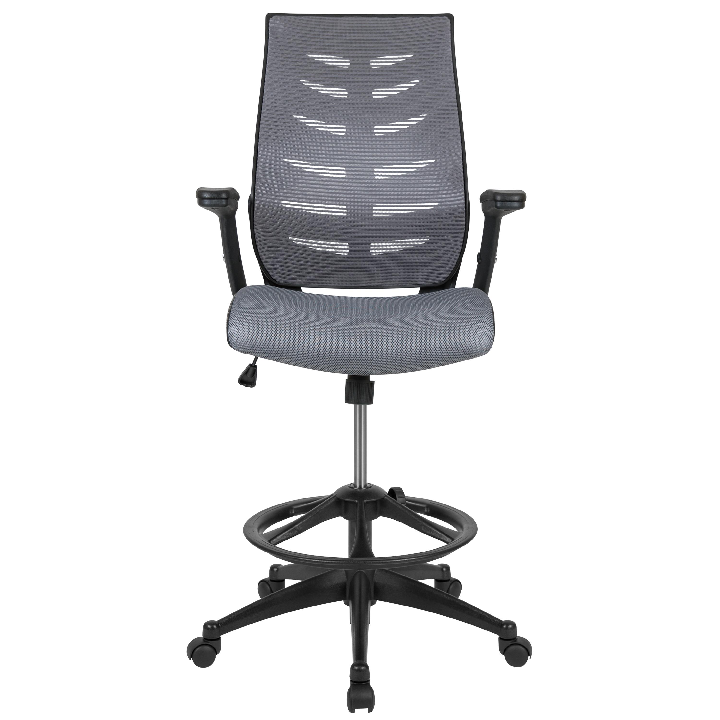 High Back Mesh Spine-Back Ergonomic Drafting Chair with Adjustable Foot Ring