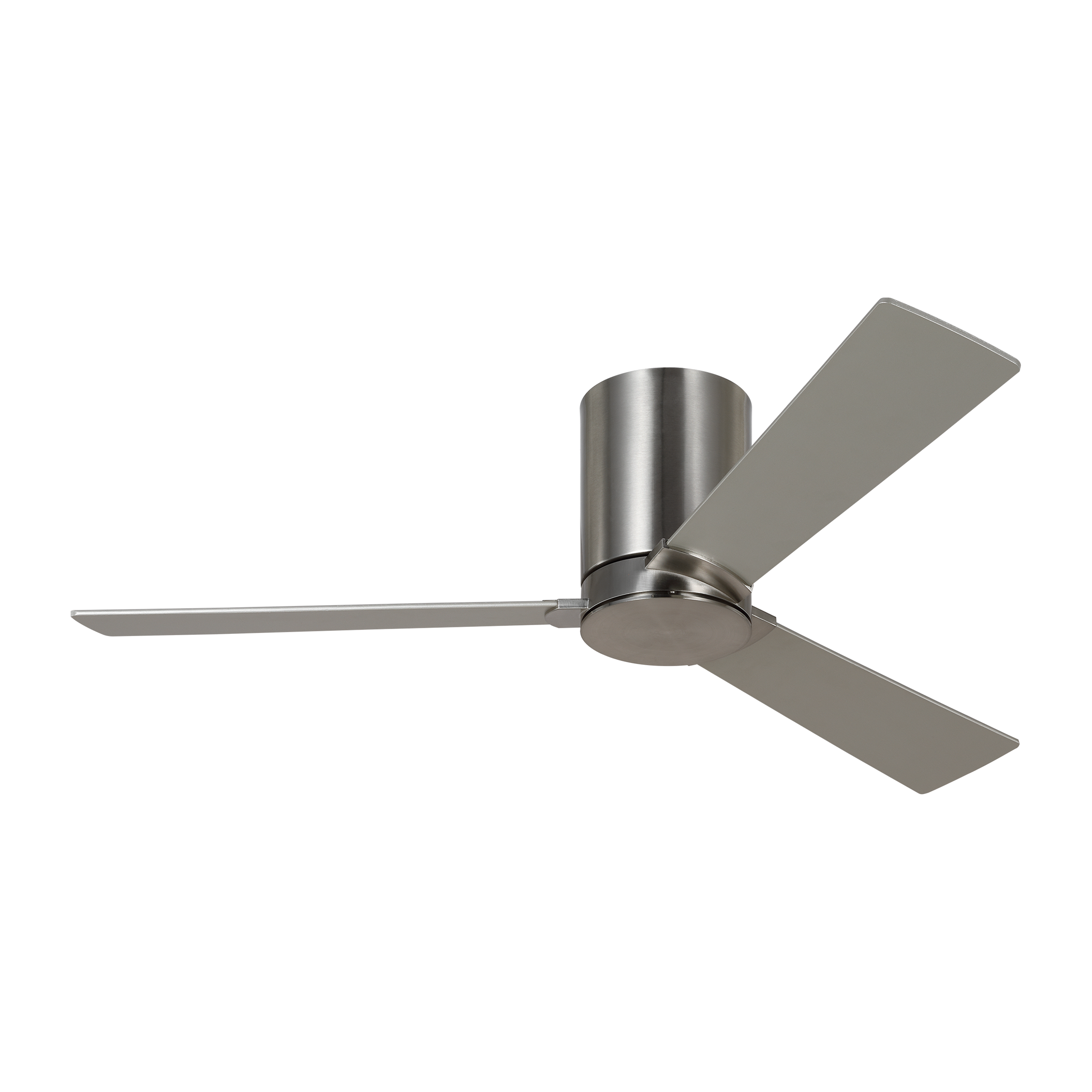 Rozzen 44 in. Modern Hugger Brushed Steel Ceiling Fan with Silver/American Walnut Blades, DC Motor and Remote