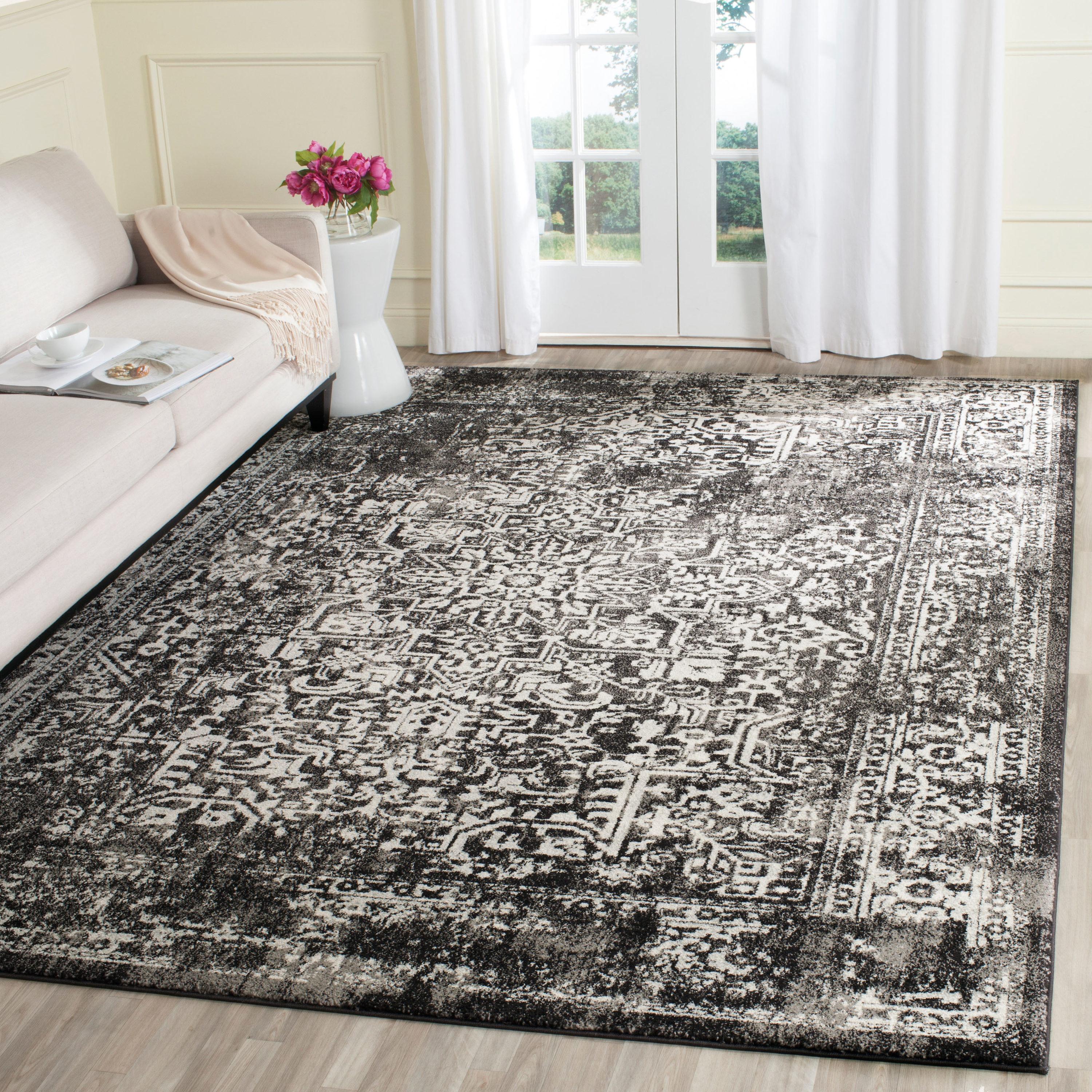 Evoke EVK256 Power Loomed Area Rug - Black/Grey - 6'7"x9' - Safavieh.