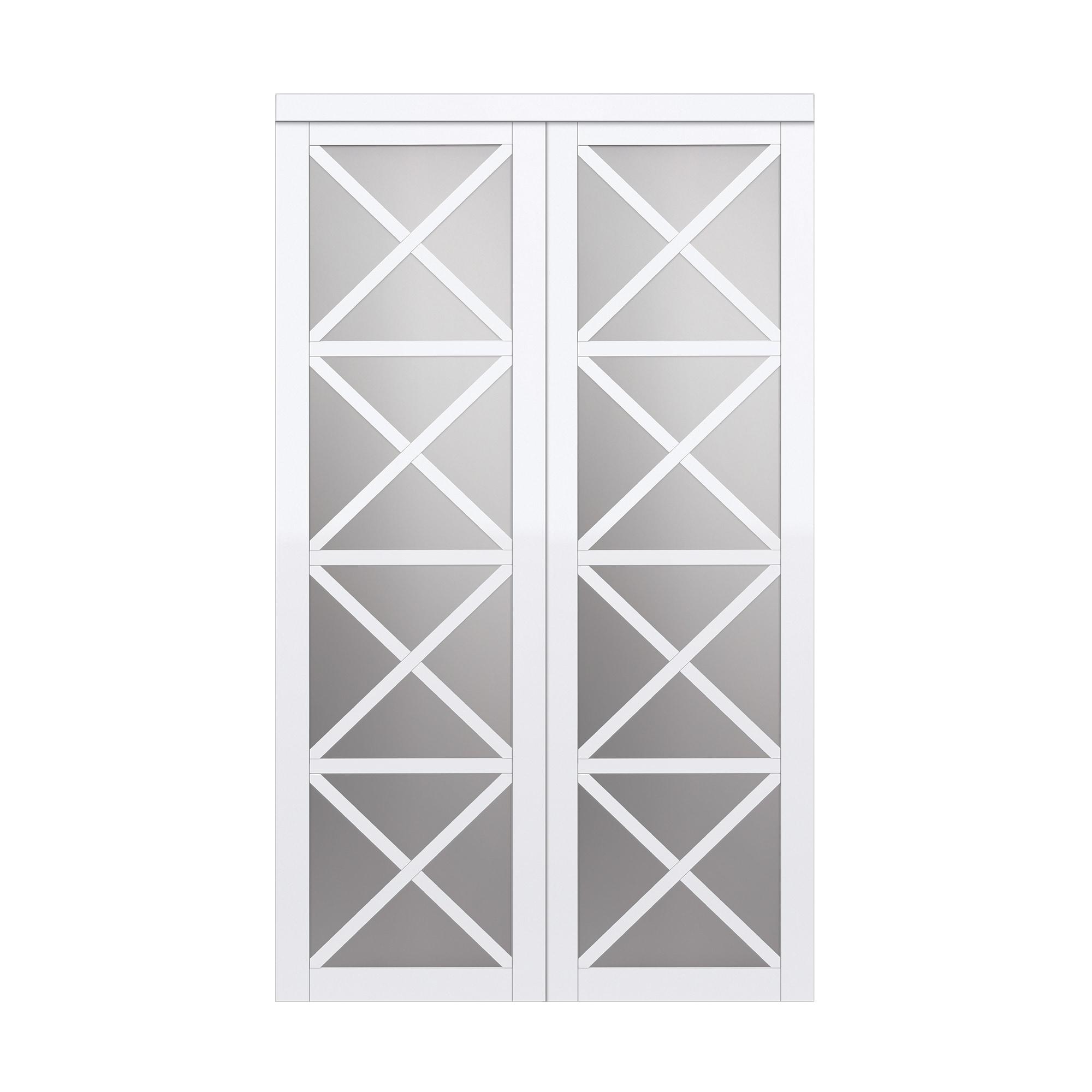 Renin Lace 80'' Solid + Manufactured Wood Mirrored Low-Gloss Sliding Closet Doors
