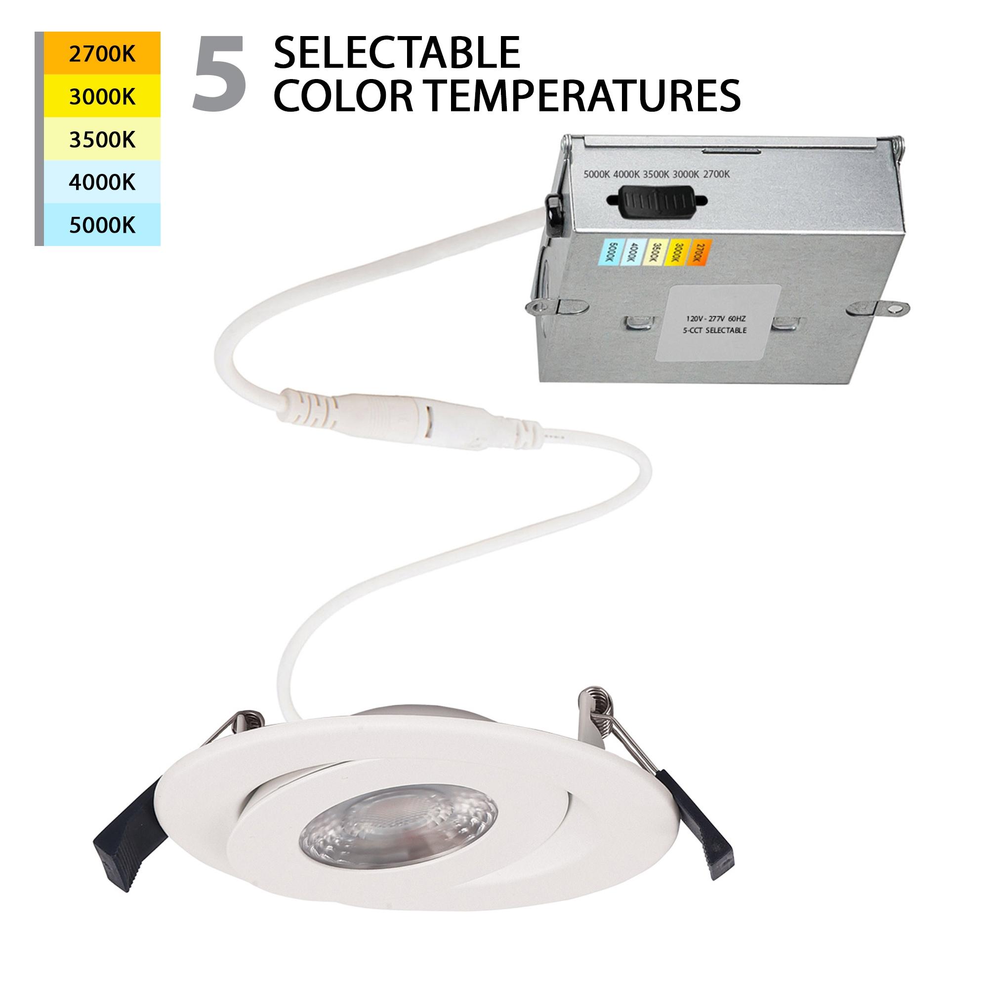 Lotos 4.75'' Selectable Color Temperature Dimmable Air-Tight IC Rated LED Canless Recessed Lighting Kit