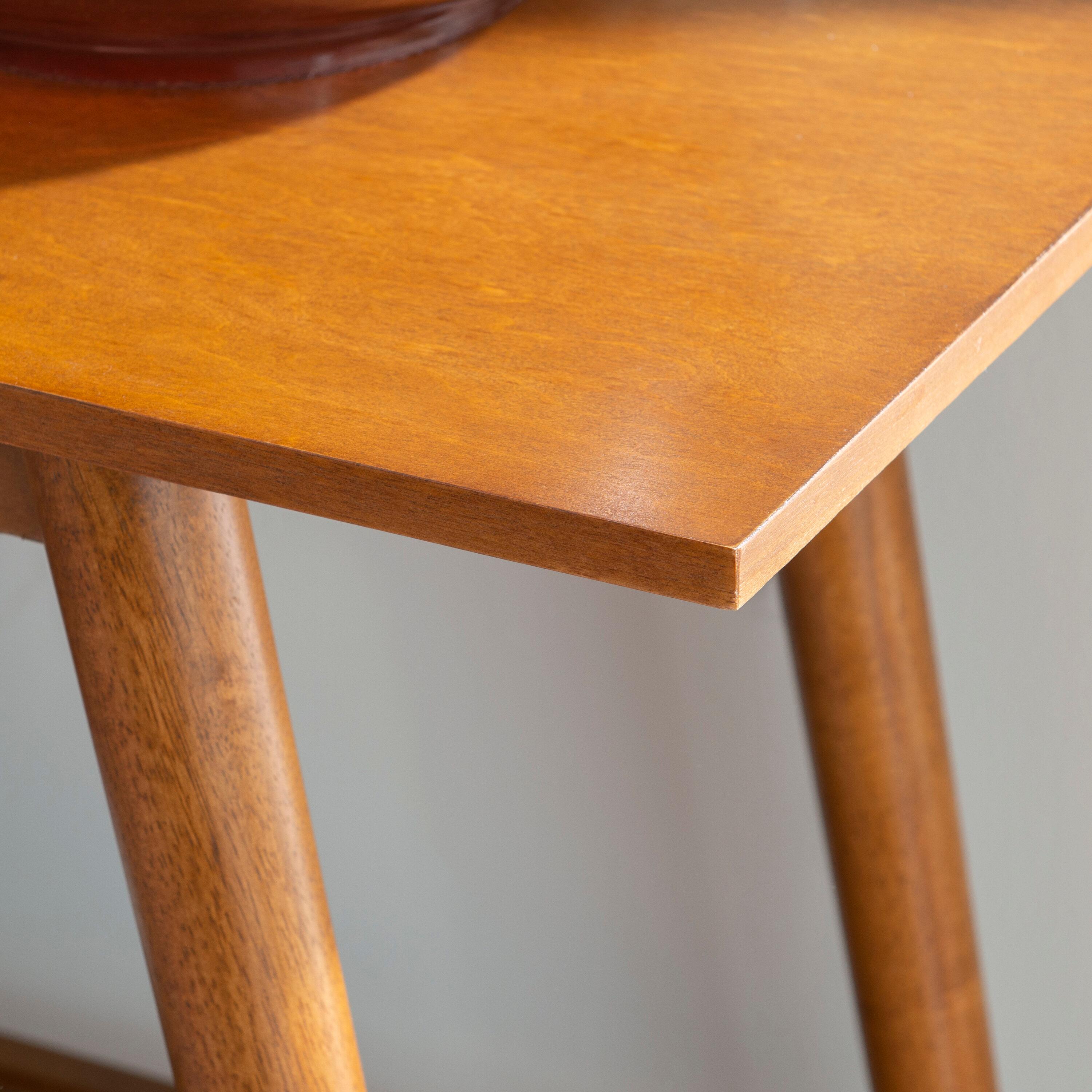 Linon 48" Charlotte Mid-Century Modern Wood Console Table With Bottom Storage Shelf Brown: Rubberwood Frame, MDF Surface