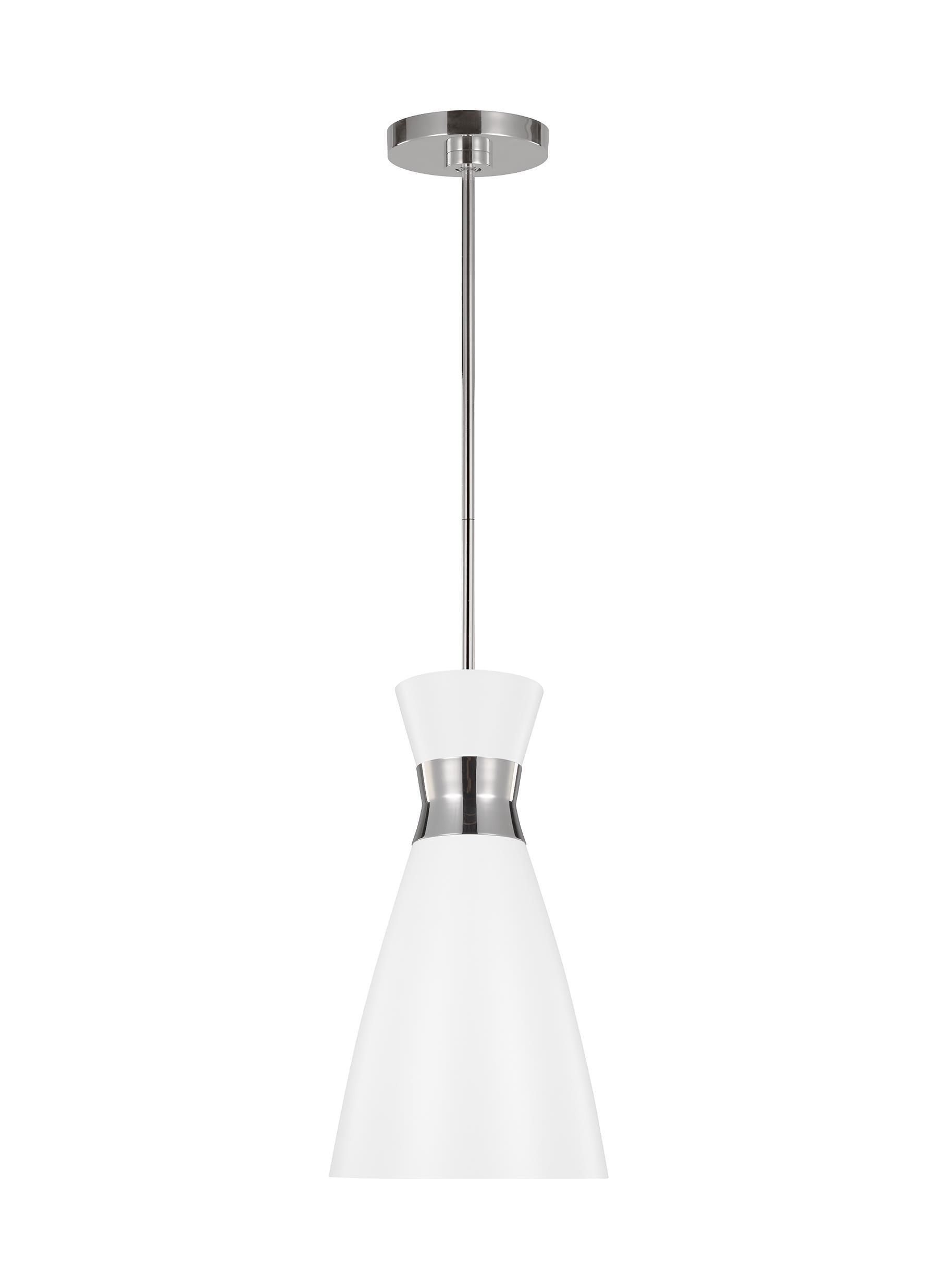 Heath Polished Nickel Glass and Steel Pendant Light