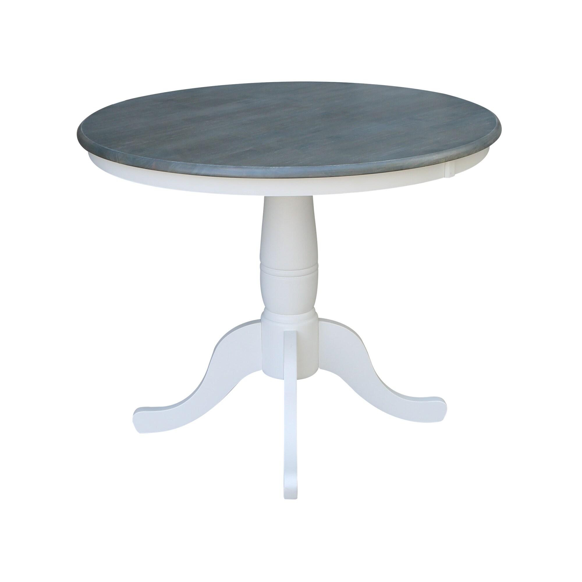 International Concepts 36 inches Round Top Pedestal Table - Dining Height - White/Heather Gray