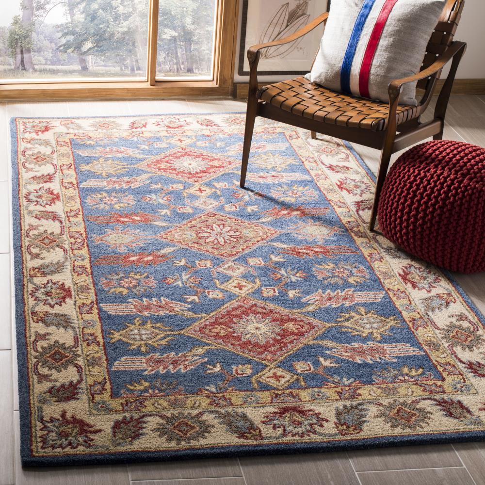 Antiquity AT506 Hand Tufted Area Rug - Blue/Red - 6'x9' - Safavieh.