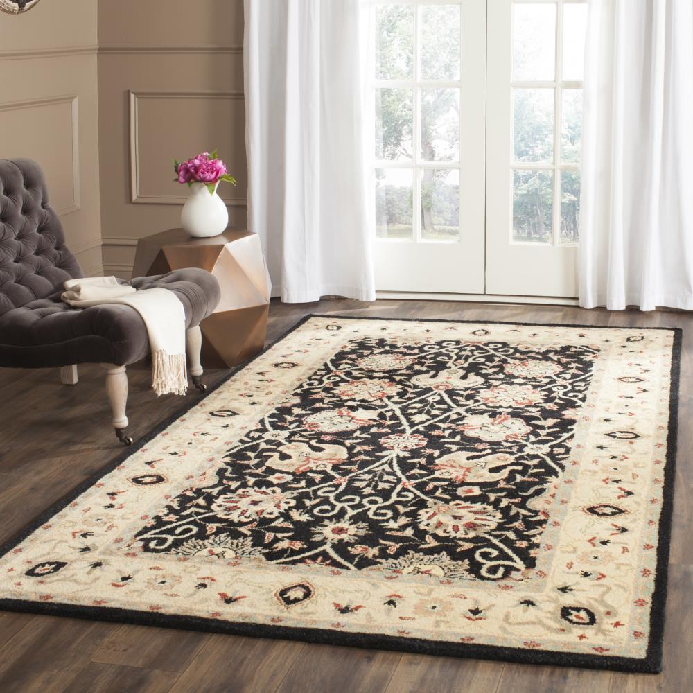 Antiquity AT21 Hand Tufted Indoor Area Rug - Black - 4'x6' - Safavieh