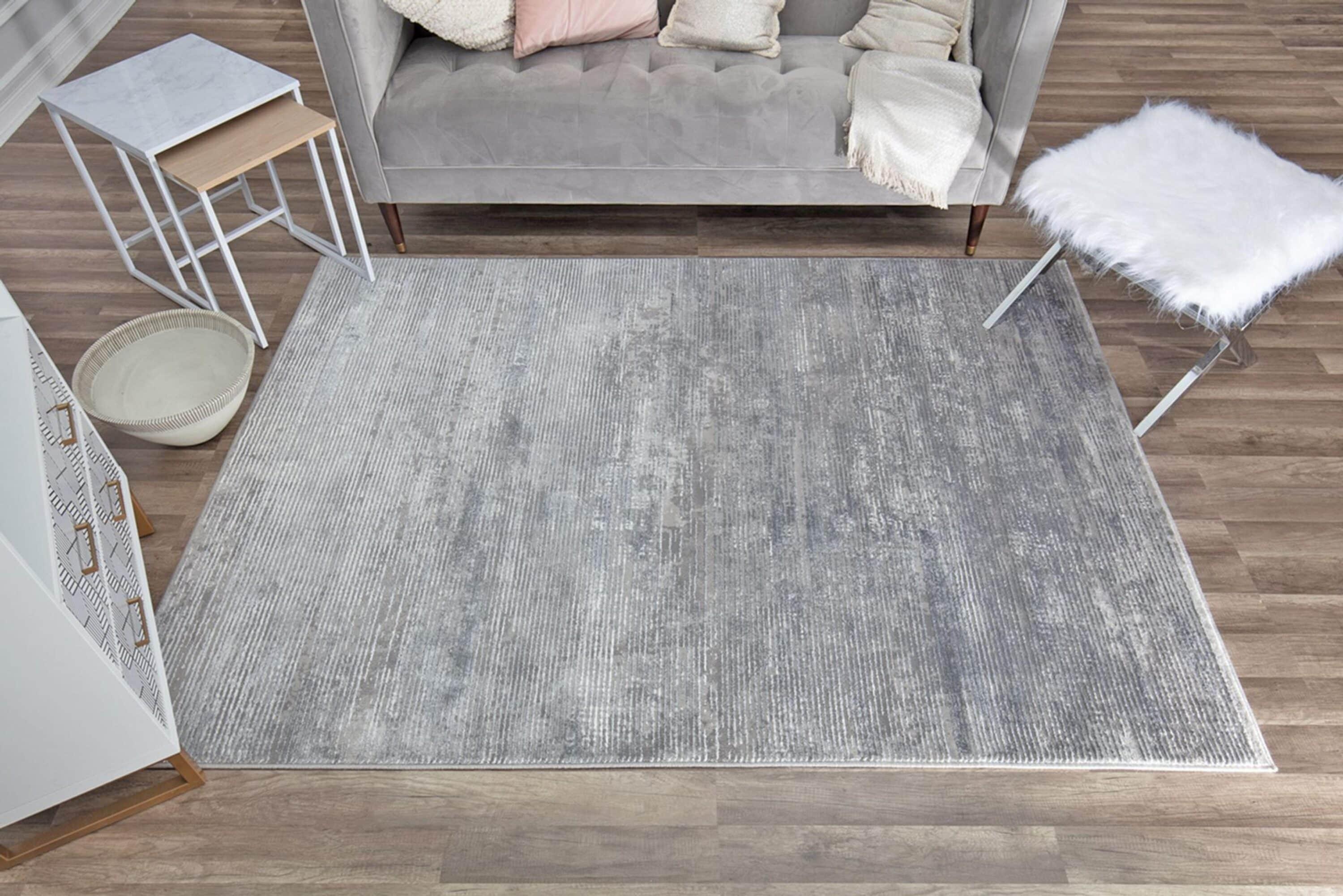 Rugs America Emali EA55A Grey Mist Vintage Farmhouse Gray Area Rug for Dining Room Rug Neutral Rug Living Room Rug Kitchen, 5'x7'