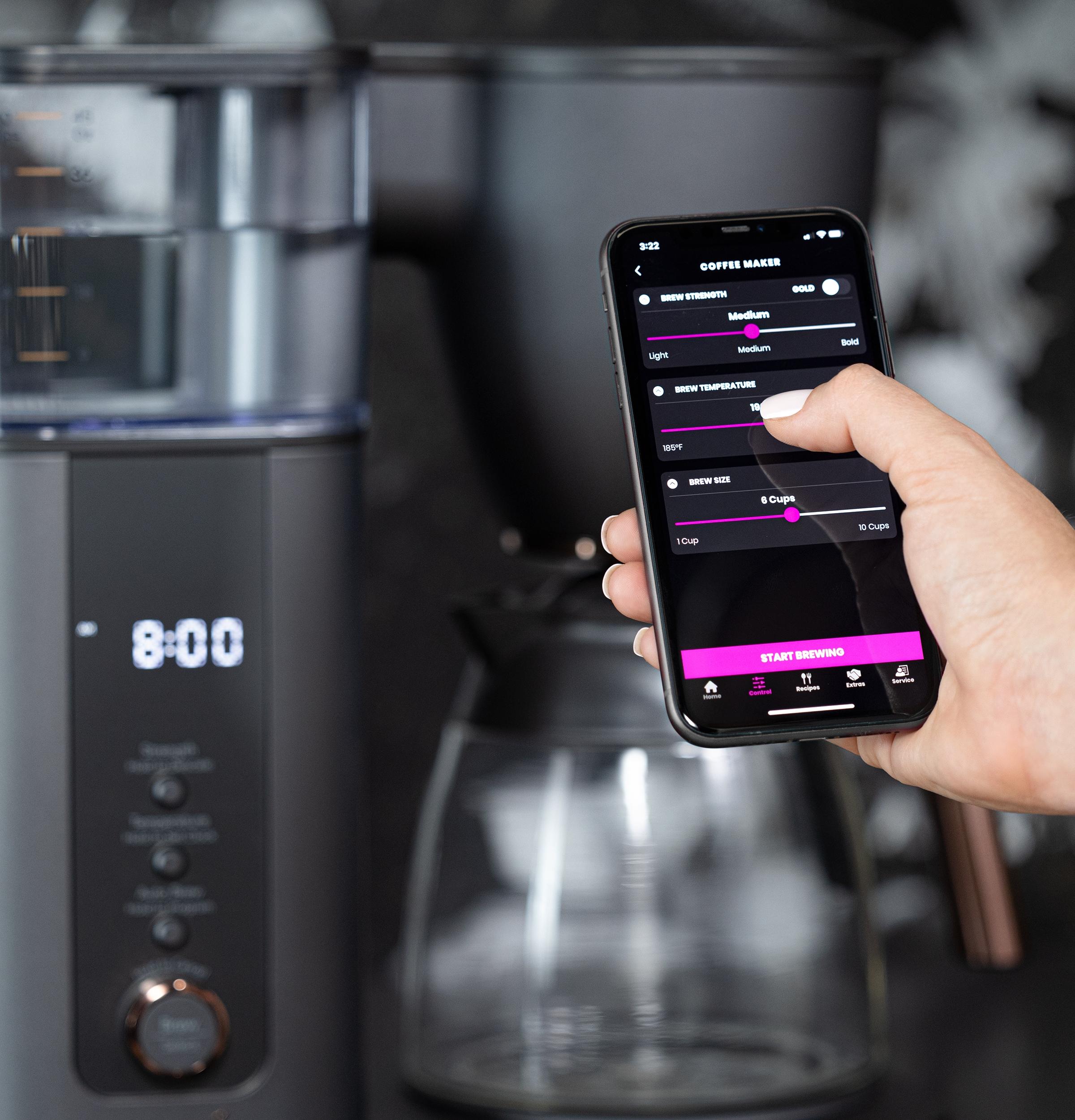 Café ™ Matte Black 10-Cup Drip Coffee Maker with Glass Carafe