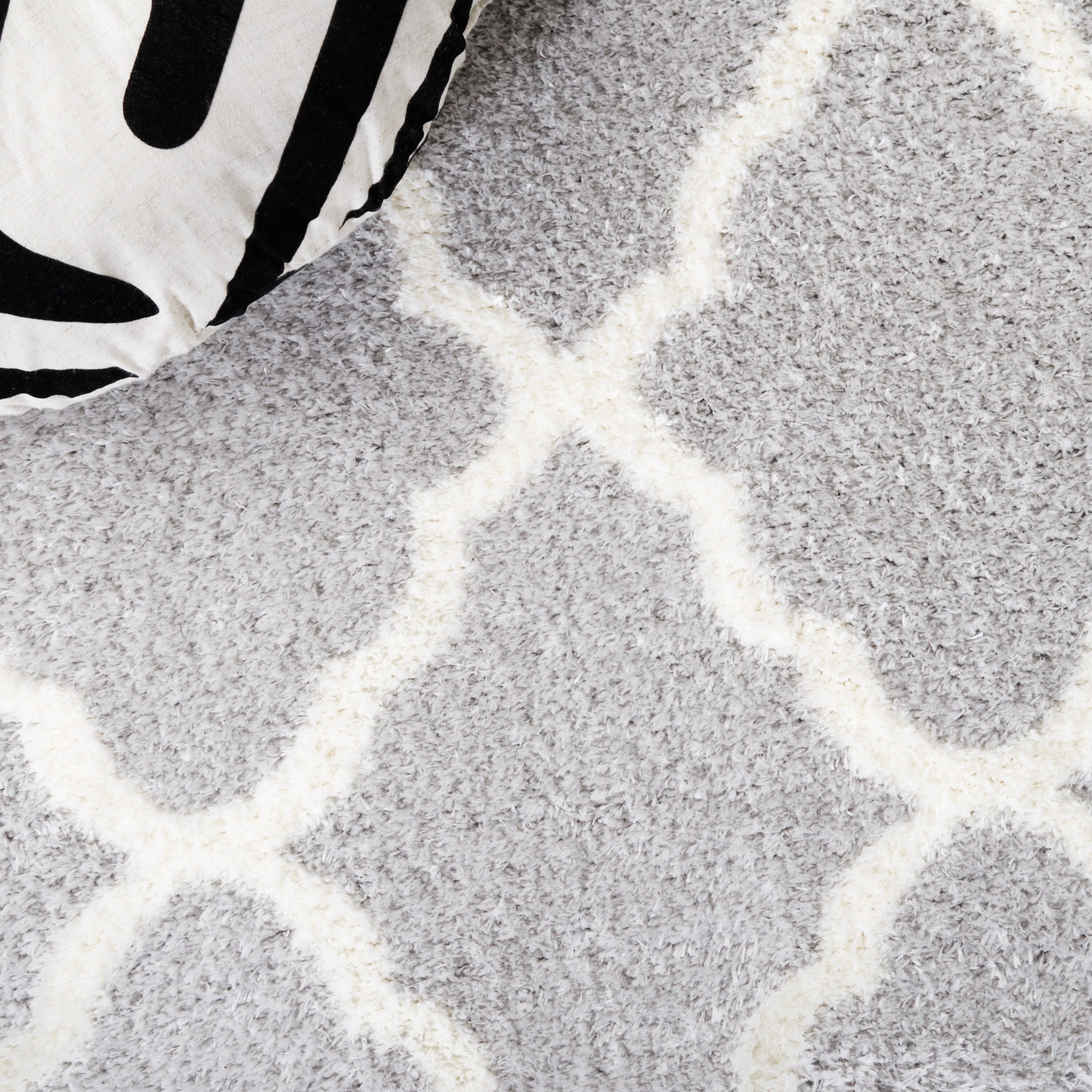Tahoe Shag THO675 Power Loomed Indoor Area Rug - Light Grey/White - 5'x7' - Safavieh