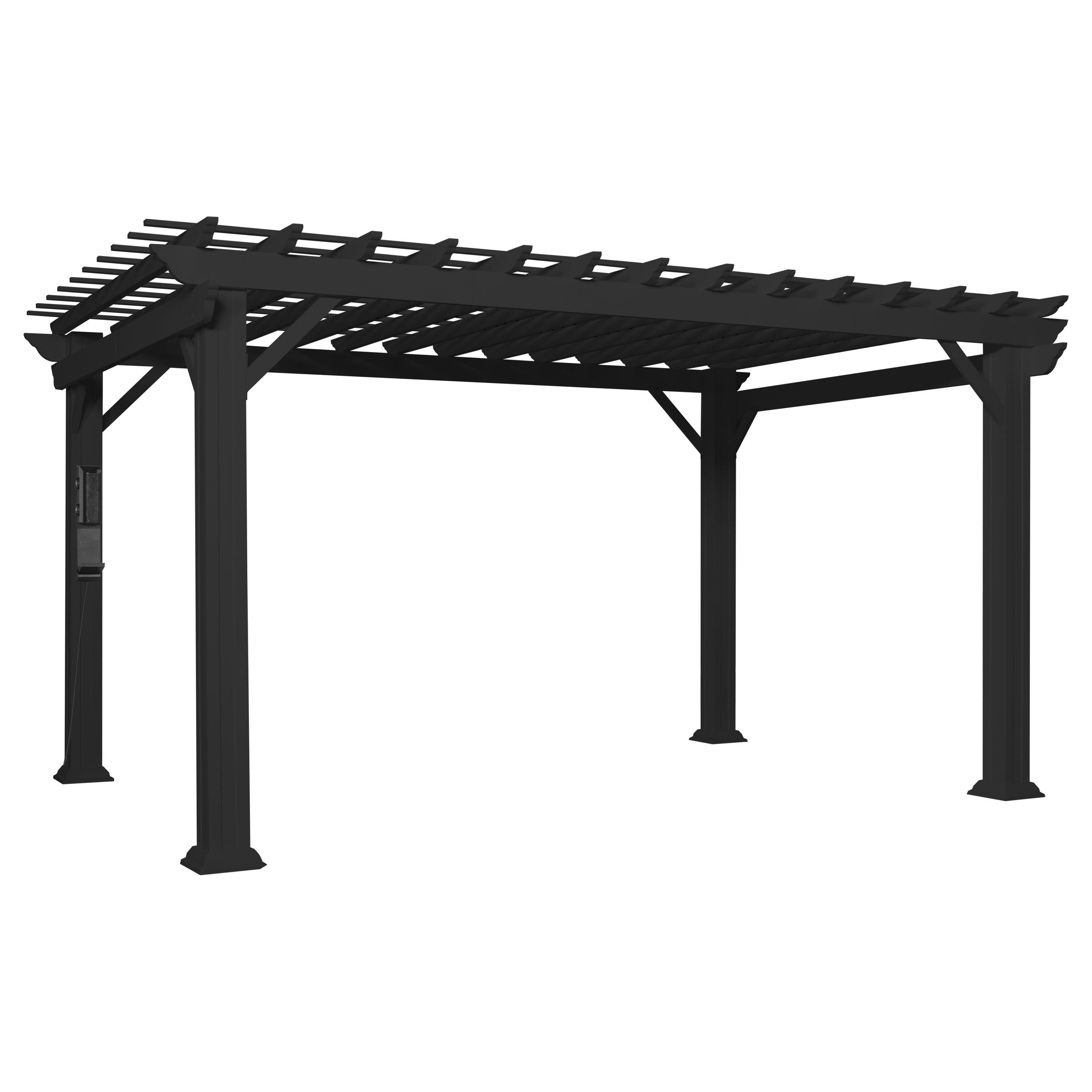 Stratford 14' x 10' Black Steel Pergola with Canopy