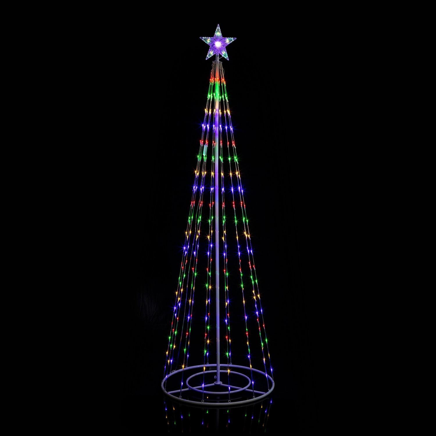 Alpine Corporation 86"H Indoor Artificial Christmas Tree with Multi-Colored Lights and Star Topper , Christmas Decoration