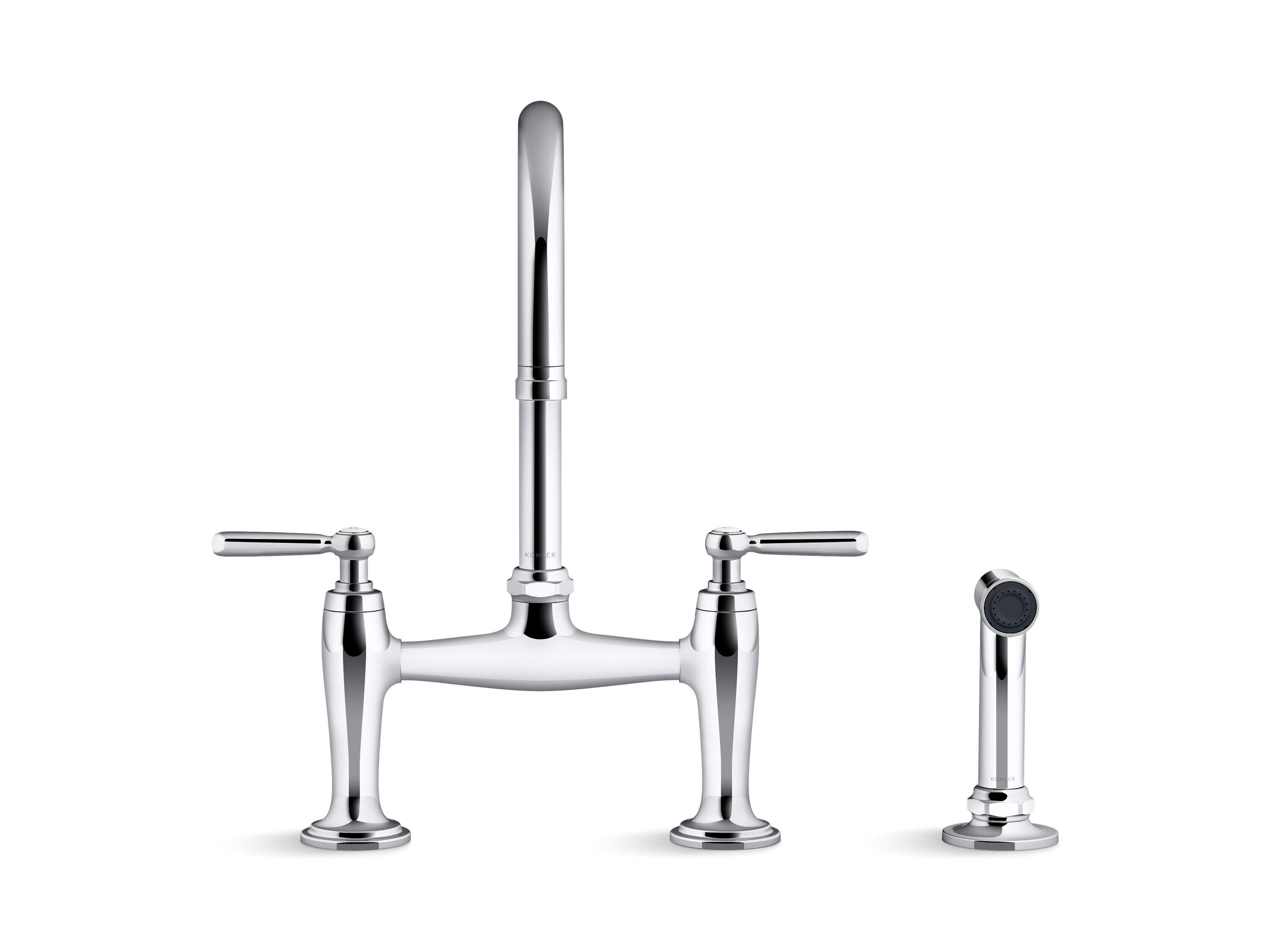 Edalyn by Studio McGee Two-Hole Bridge Kitchen Sink Faucet with Side Sprayer